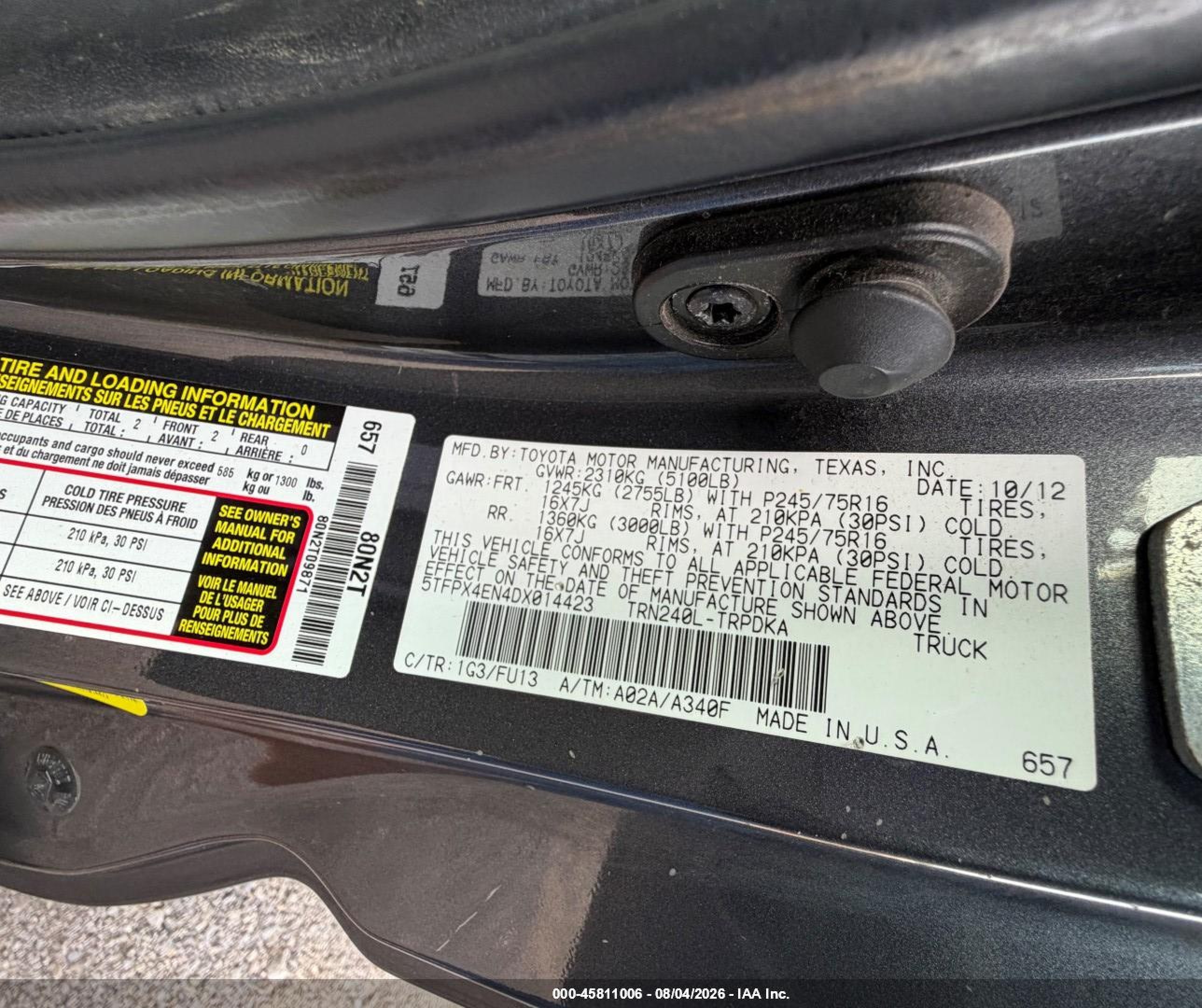 2013 Toyota Tacoma   Silver vin: 5TFPX4EN4DX014423