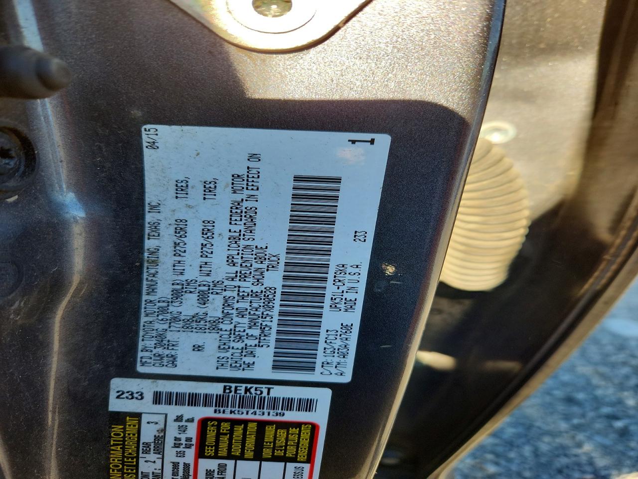2015 Toyota Tundra Sr5 Gray vin: 5TFRM5F15FX090528