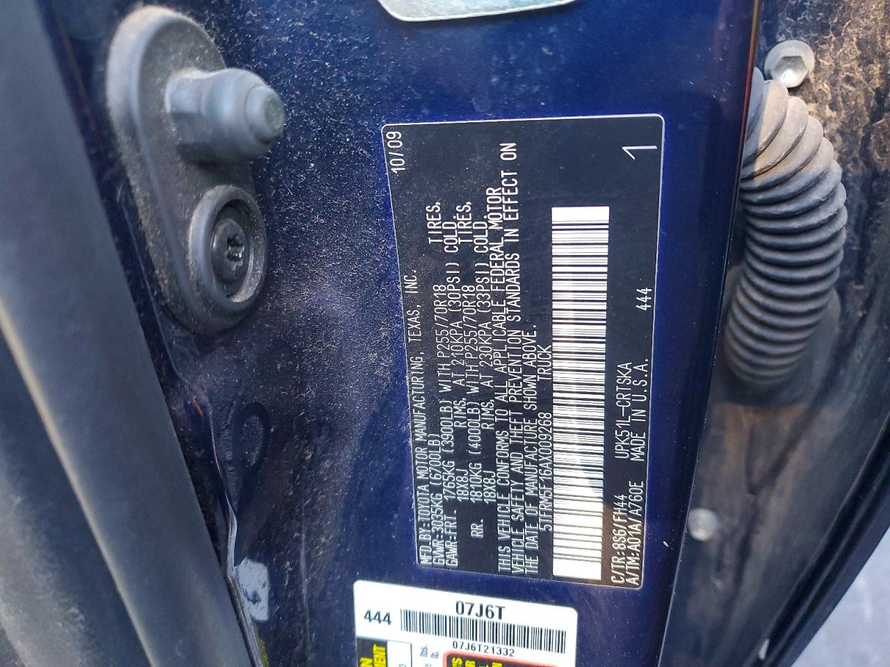 2010 Toyota Tundra Grade Синий vin: 5TFRM5F16AX009268