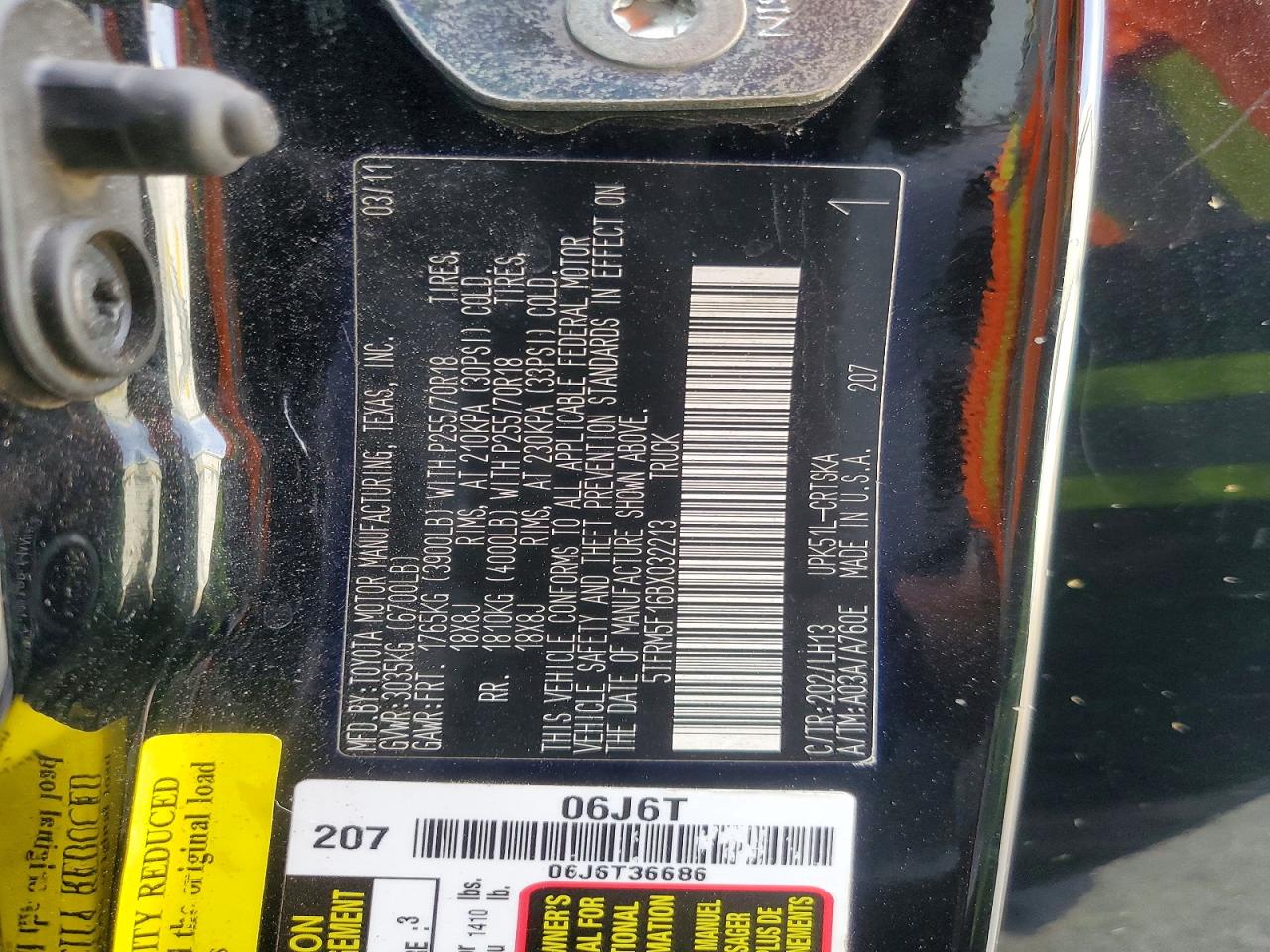 2011 Toyota Tundra Double Cab Sr5 Черный vin: 5TFRM5F16BX032213