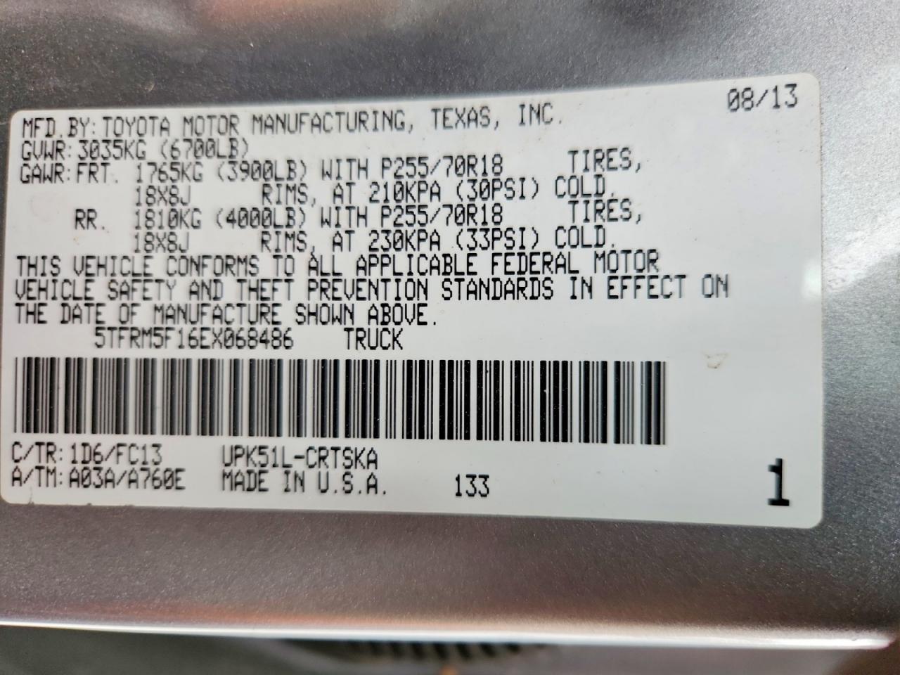2014 Toyota Tundra Sr5 Silver vin: 5TFRM5F16EX068486
