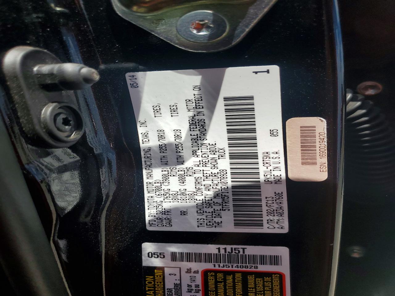 2014 Toyota Tundra Black vin: 5TFRM5F17EX078928