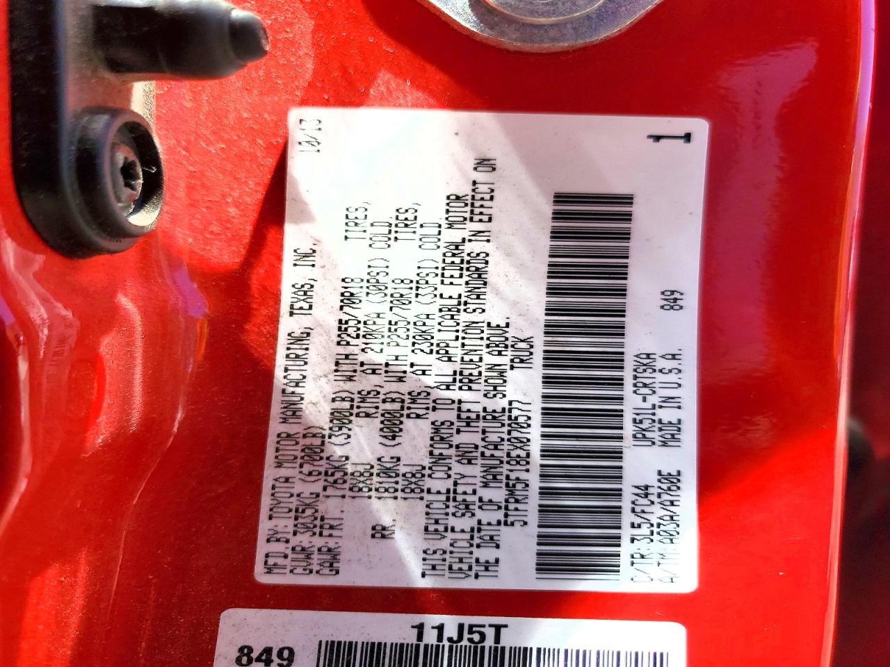 2014 Toyota Tundra Sr5 Red vin: 5TFRM5F18EX070577
