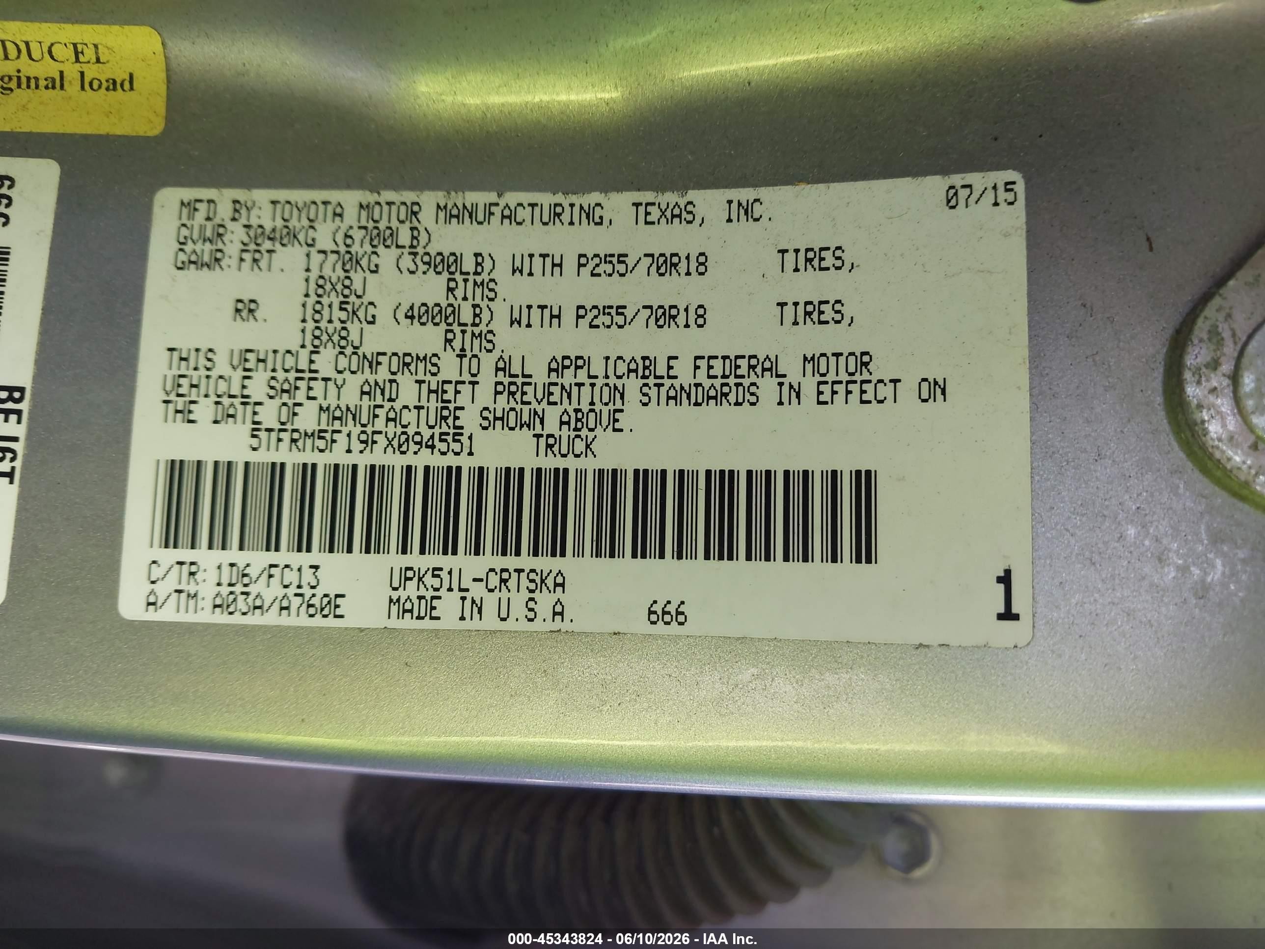 2015 Toyota Tundra Sr5 4.6l V8 Silver vin: 5TFRM5F19FX094551