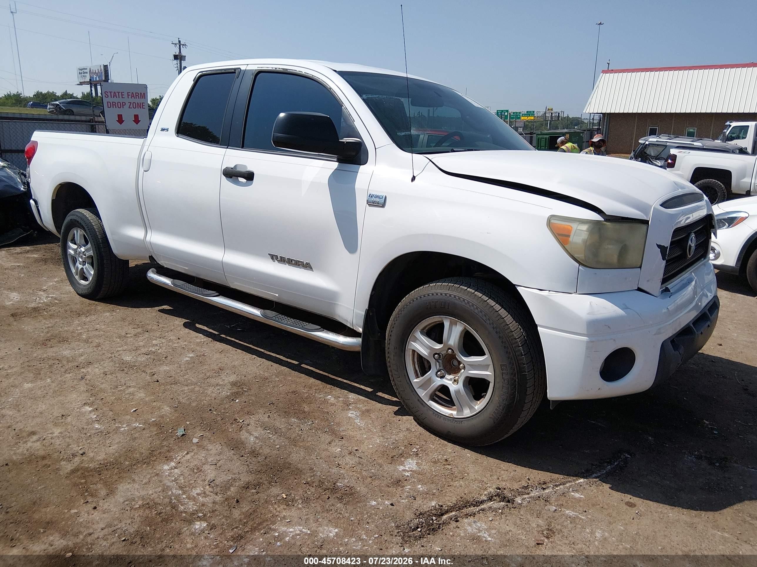 2007 Toyota Tundra Sr5 4.7l V8 White vin: 5TFRT541X7X015749