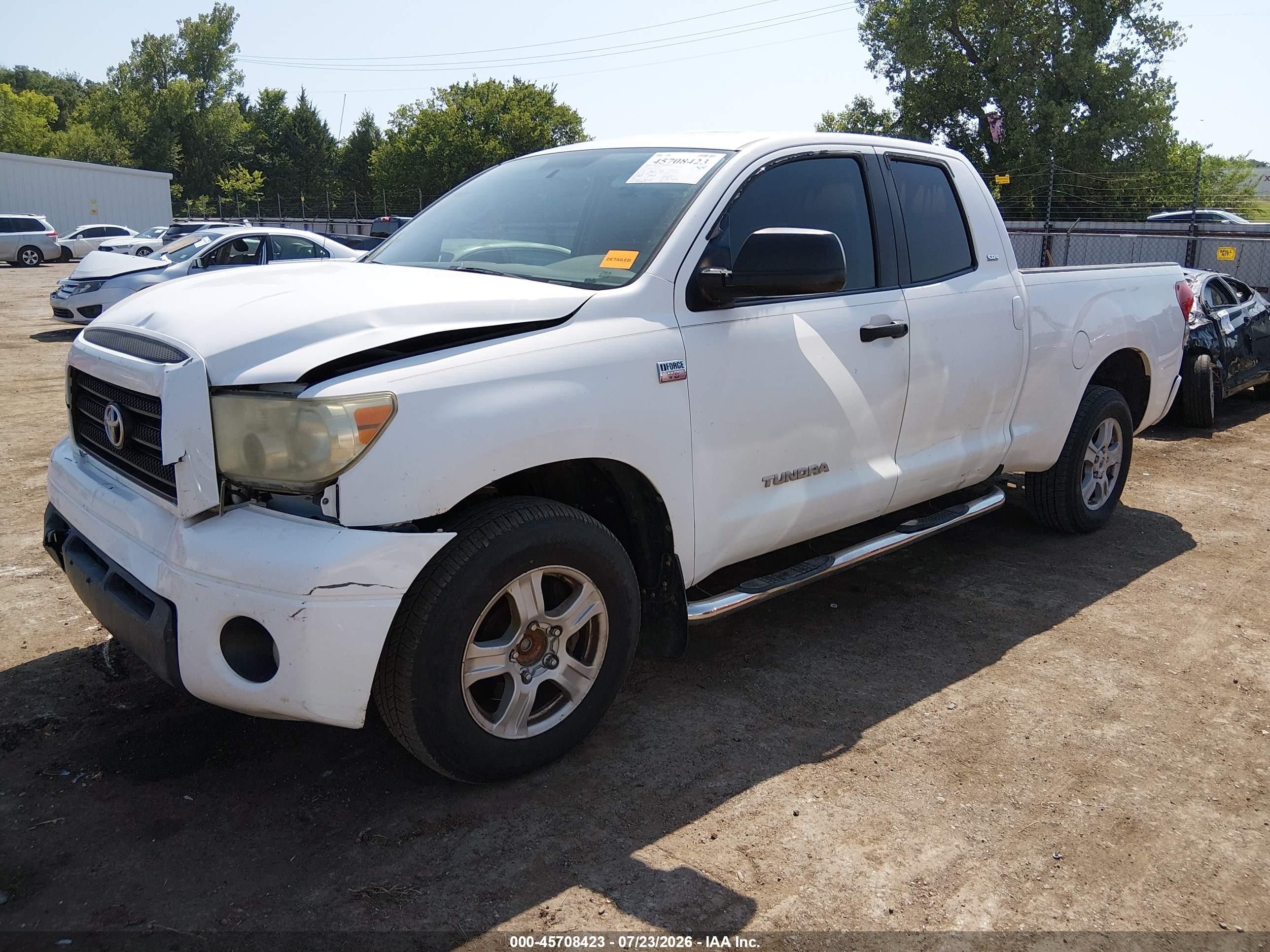 2007 Toyota Tundra Sr5 4.7l V8 White vin: 5TFRT541X7X015749