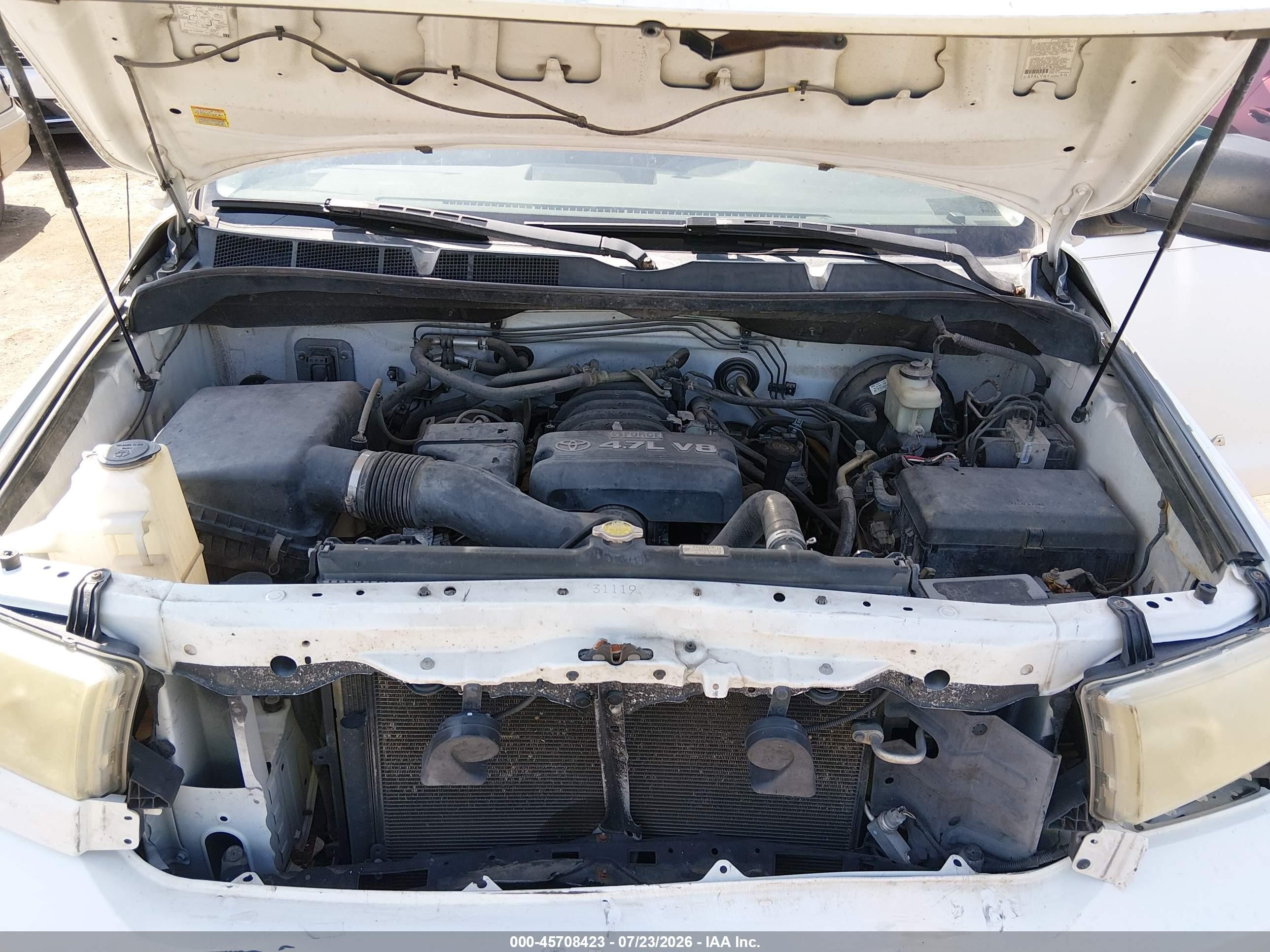2007 Toyota Tundra Sr5 4.7l V8 White vin: 5TFRT541X7X015749