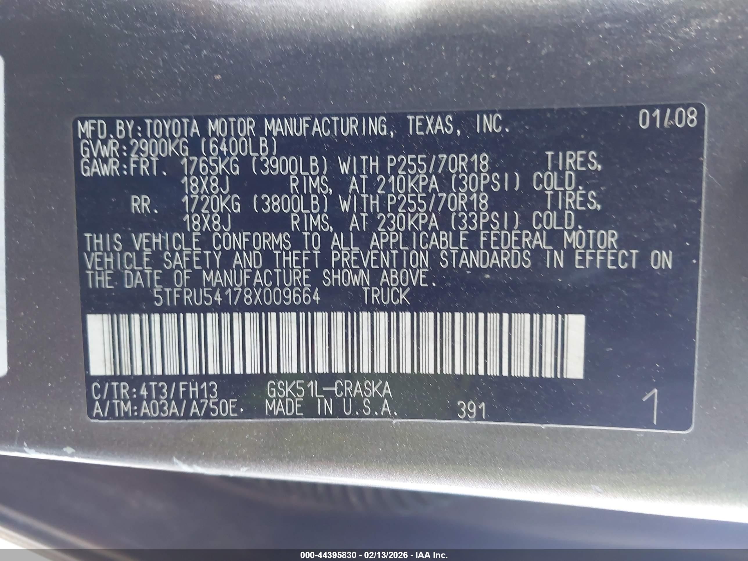 2008 Toyota Tundra Base V6 Brown vin: 5TFRU54178X009664