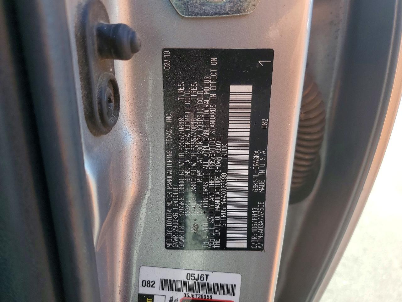 2010 Toyota Tundra Double Cab Sr5 Silver vin: 5TFRU5F14AX022990