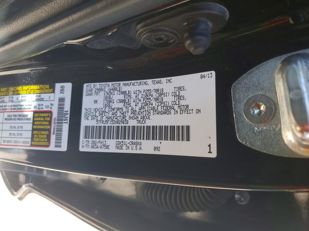 2013 Toyota Tundra Double Cab Sr5 Black vin: 5TFRU5F15DX029838