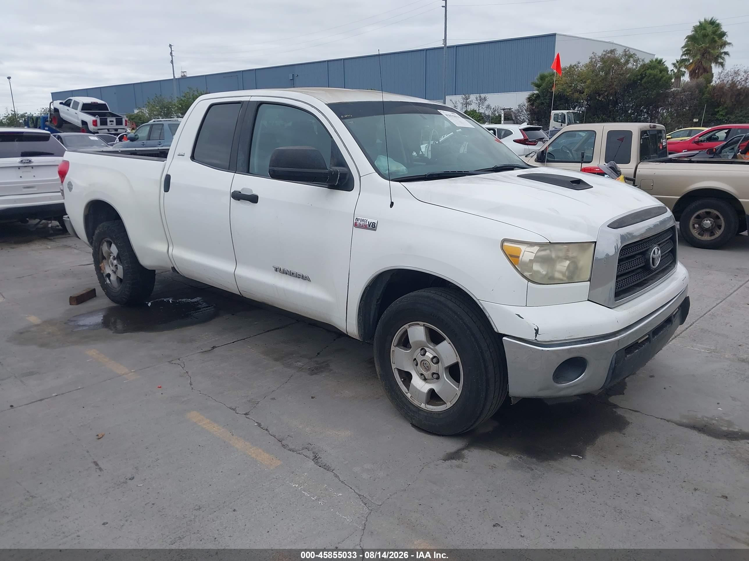 2007 Toyota Tundra Sr5 V8 White vin: 5TFRV54107X030478
