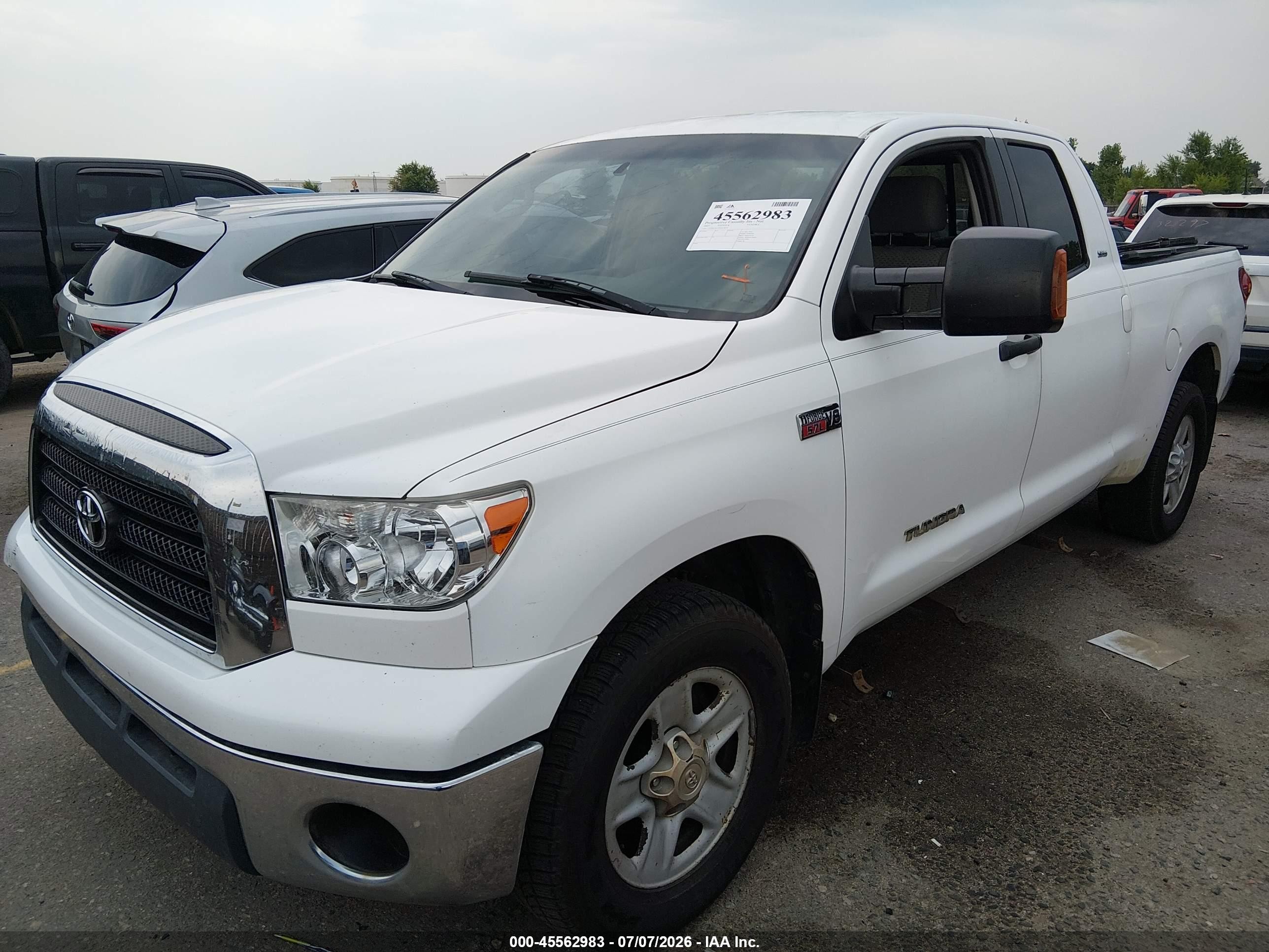 2007 Toyota Tundra Sr5 V8 White vin: 5TFRV54147X013974
