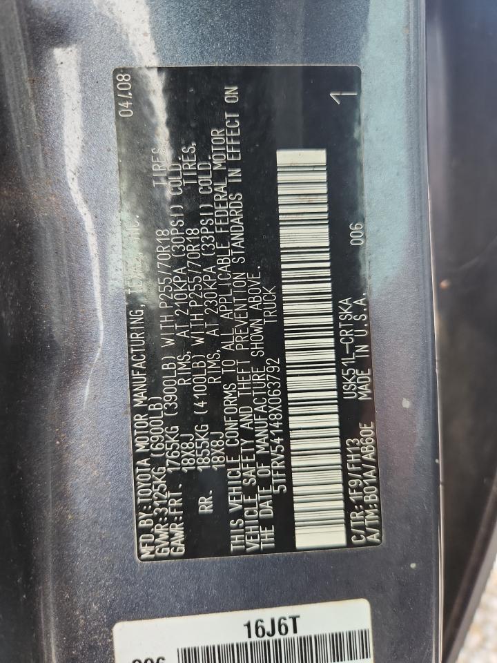 2008 Toyota Tundra Grade Blue vin: 5TFRV54148X063792