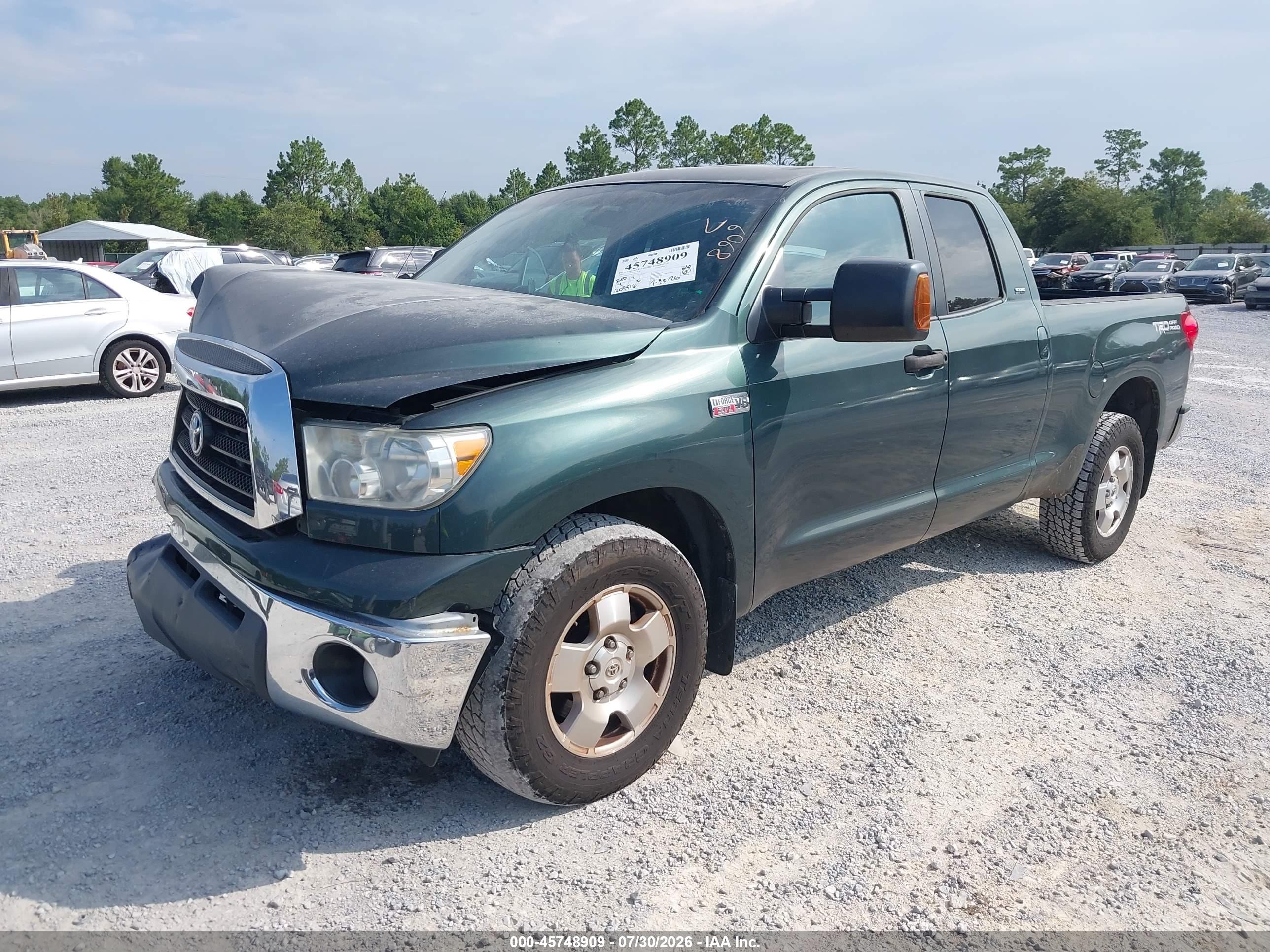 2007 Toyota Tundra Sr5 V8 Зеленый vin: 5TFRV54157X021730