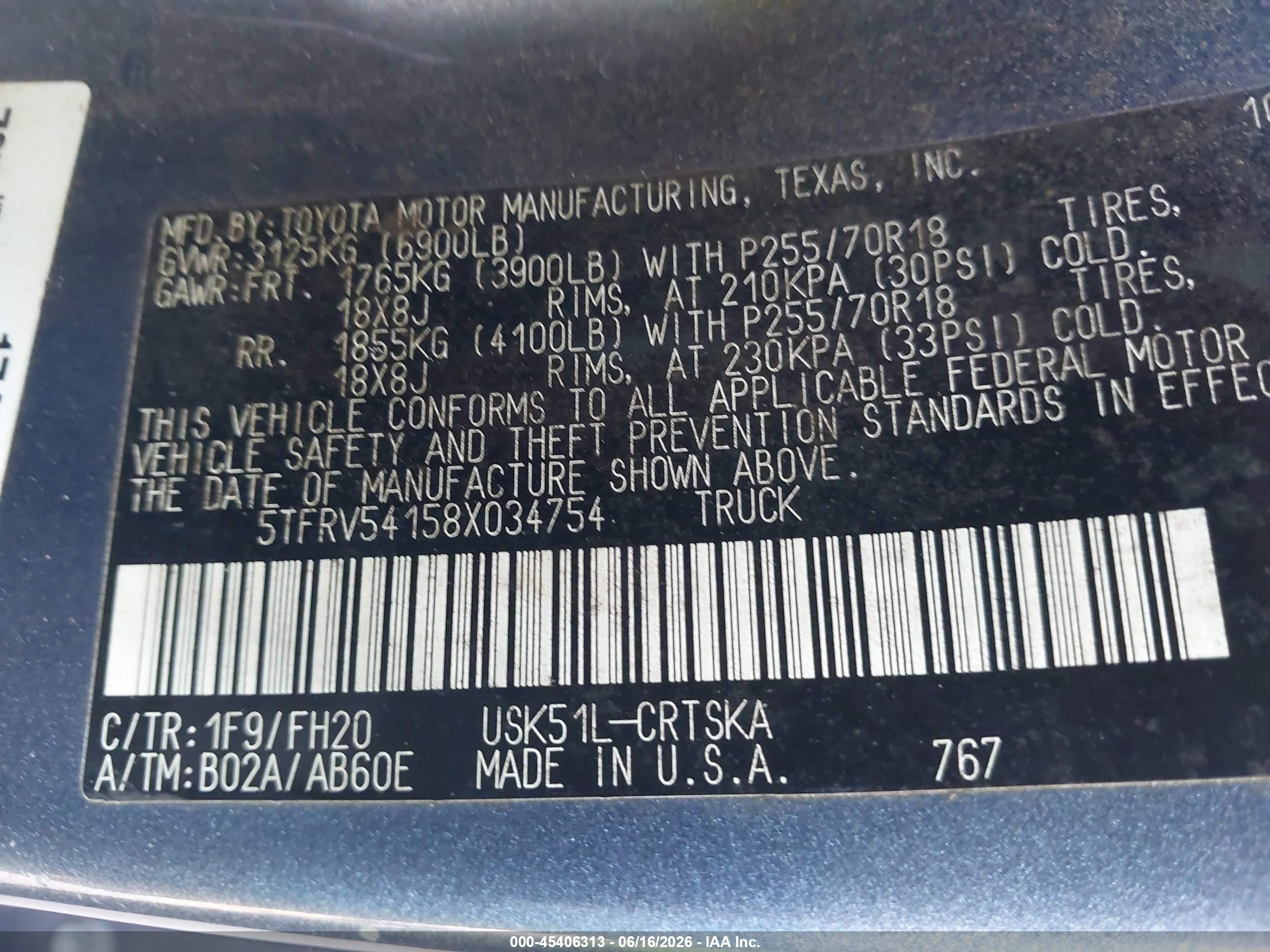 2008 Toyota Tundra Sr5 5.7l V8 Серый vin: 5TFRV54158X034754