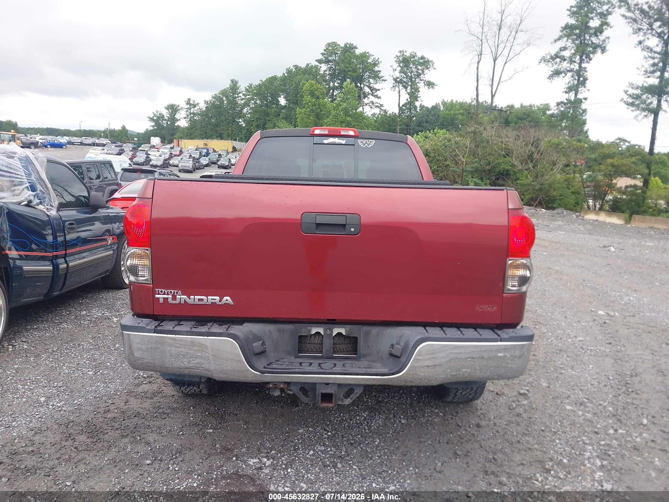 2007 Toyota Tundra Sr5 V8 Burgundy vin: 5TFRV54167X017721