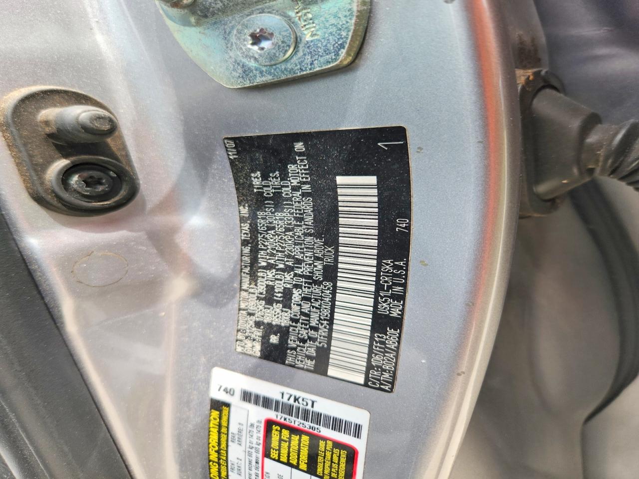 2008 Toyota Tundra Sr5 Silver vin: 5TFRV54198X040458