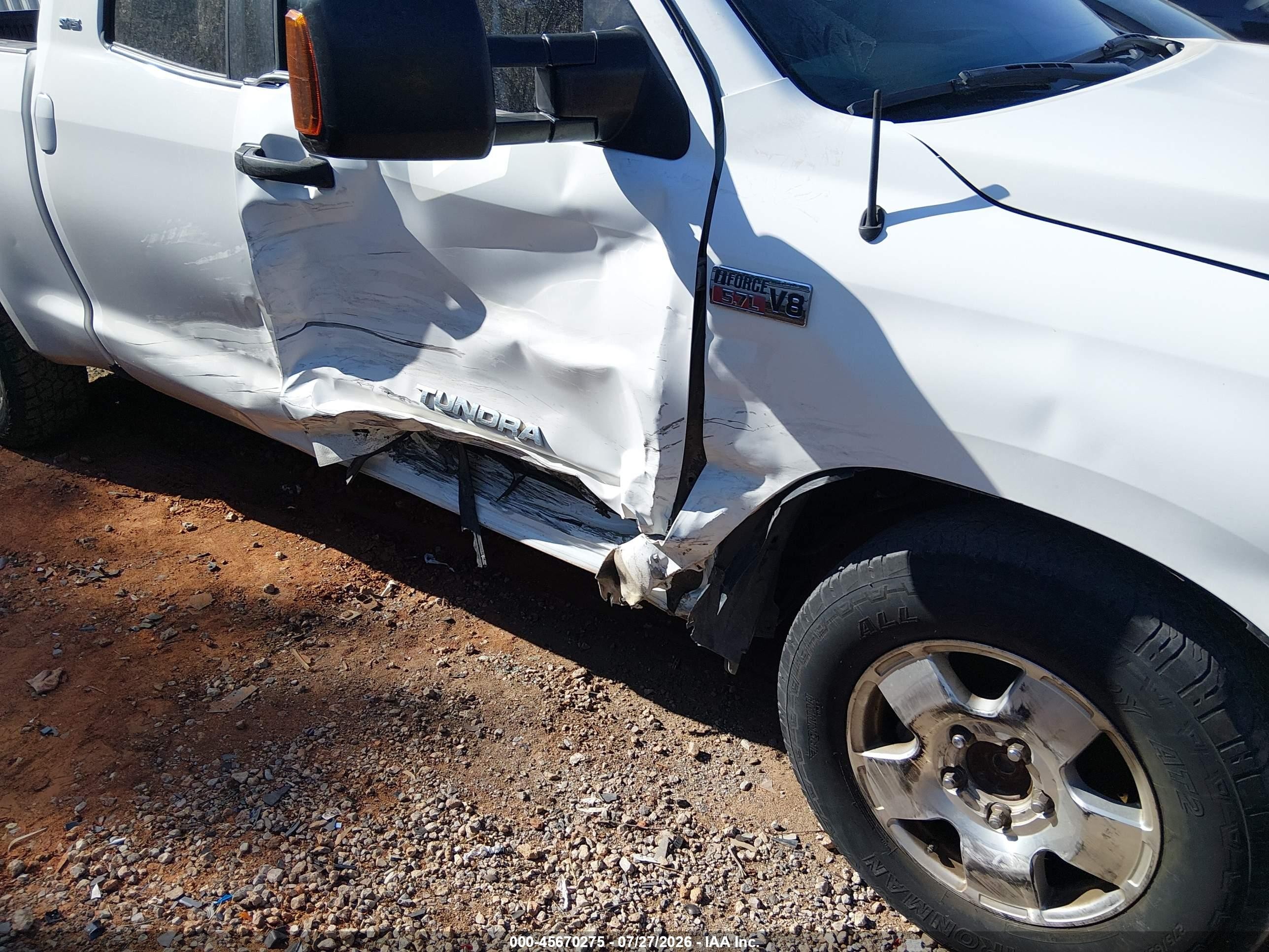 2007 Toyota Tundra Sr5 V8 White vin: 5TFRV541X7X006009