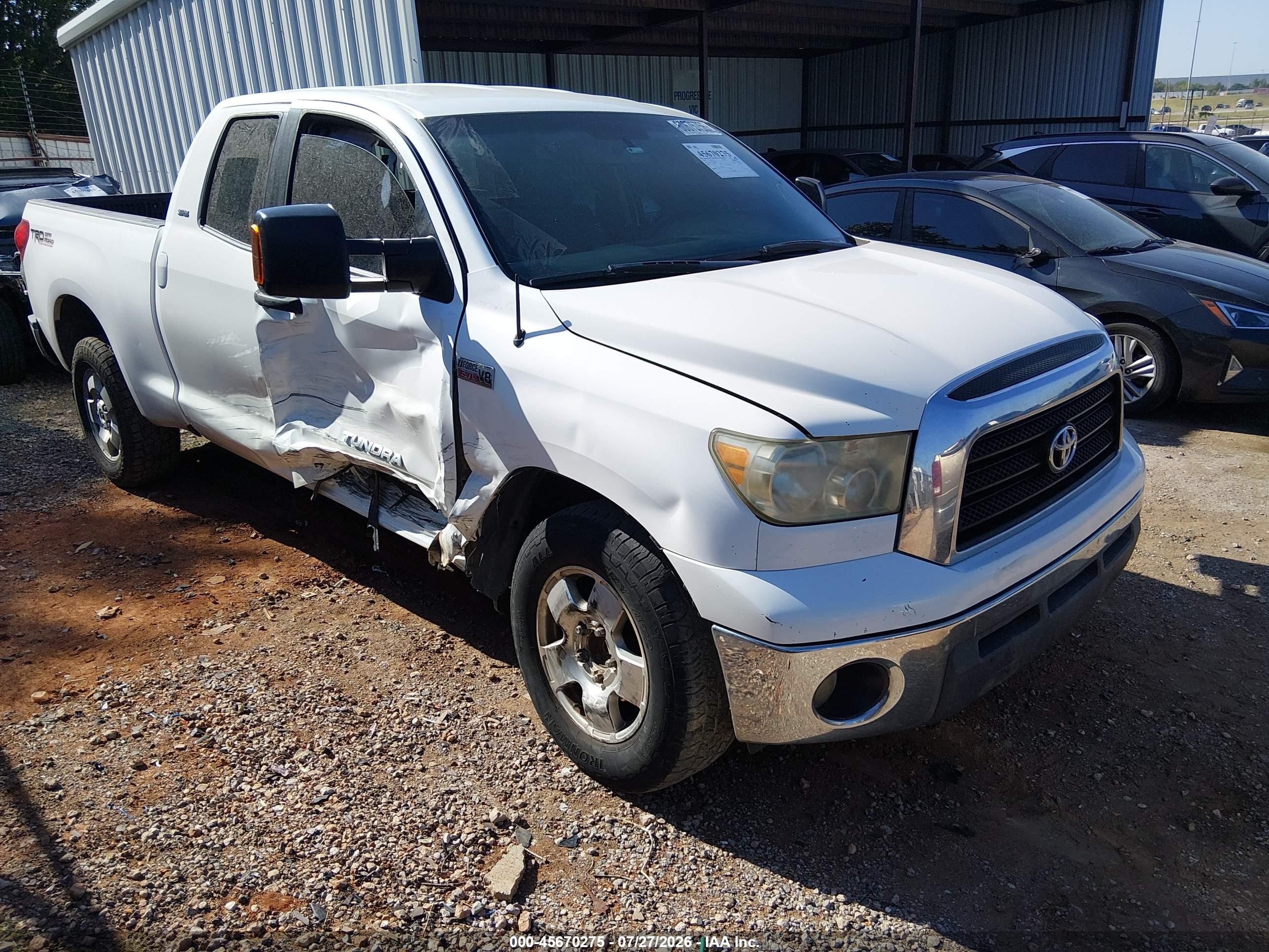 2007 Toyota Tundra Sr5 V8 White vin: 5TFRV541X7X006009