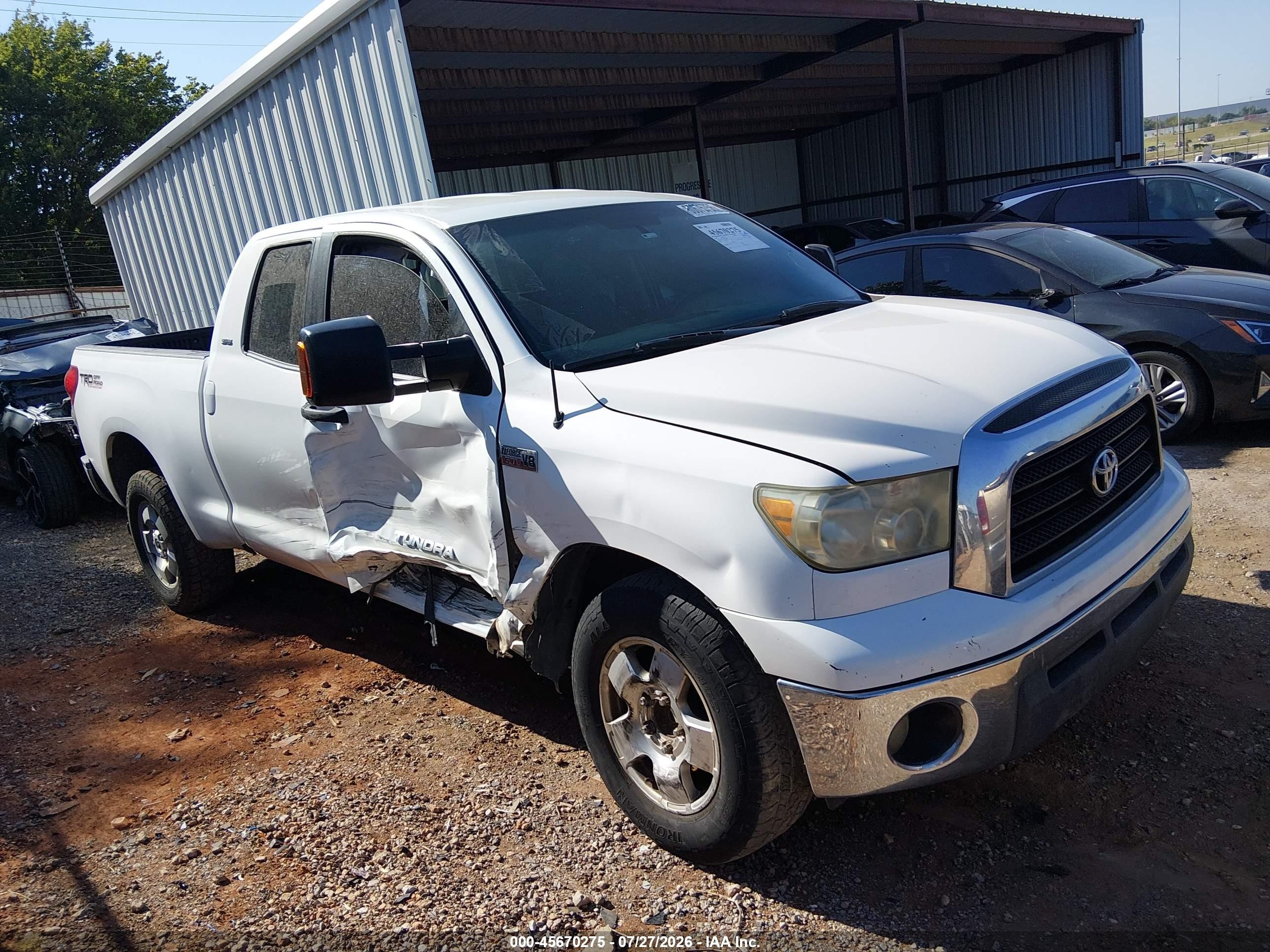 2007 Toyota Tundra Sr5 V8 White vin: 5TFRV541X7X006009