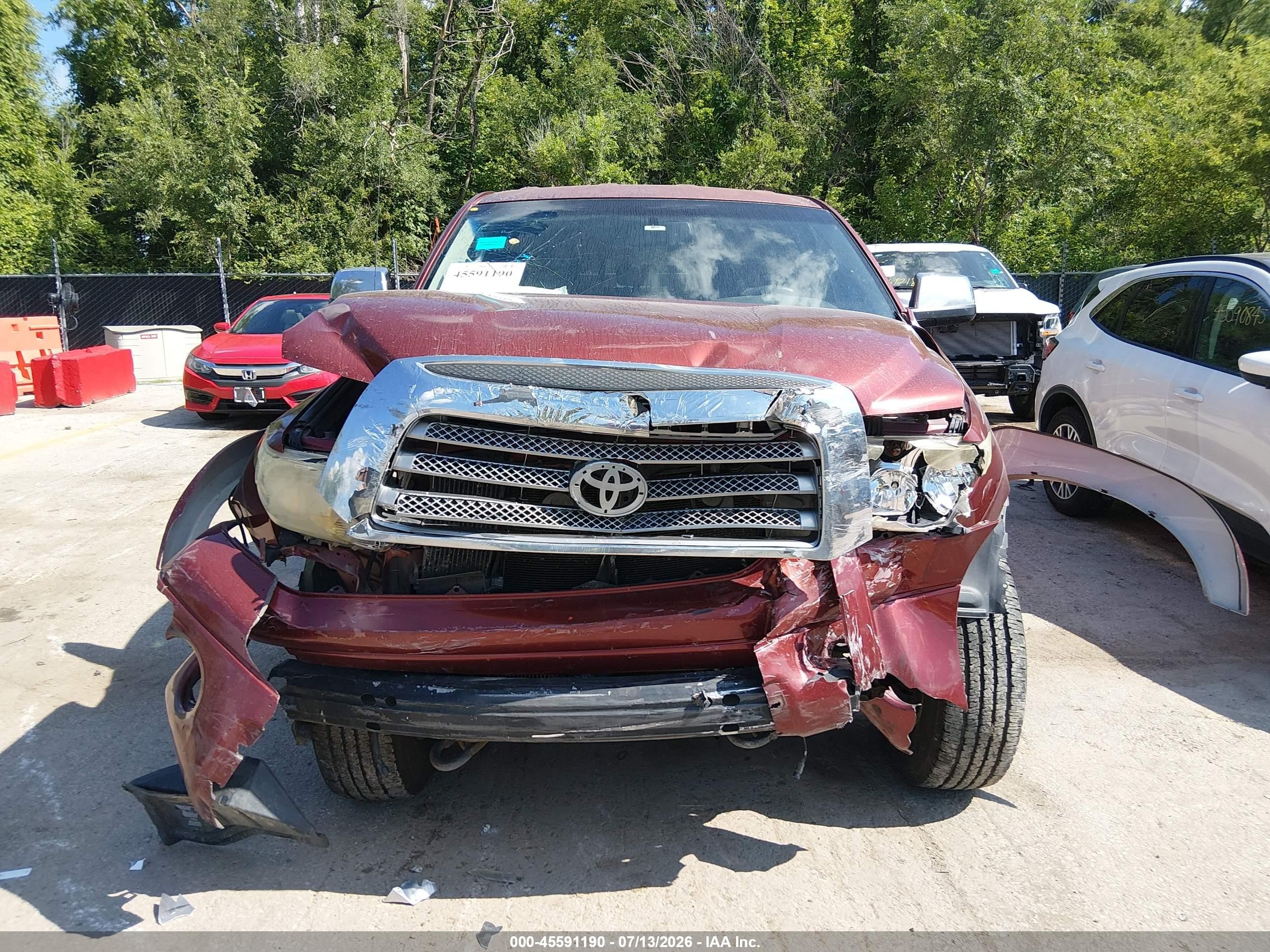 2007 Toyota Tundra Limited 5.7l V8 Red vin: 5TFRV58107X019801