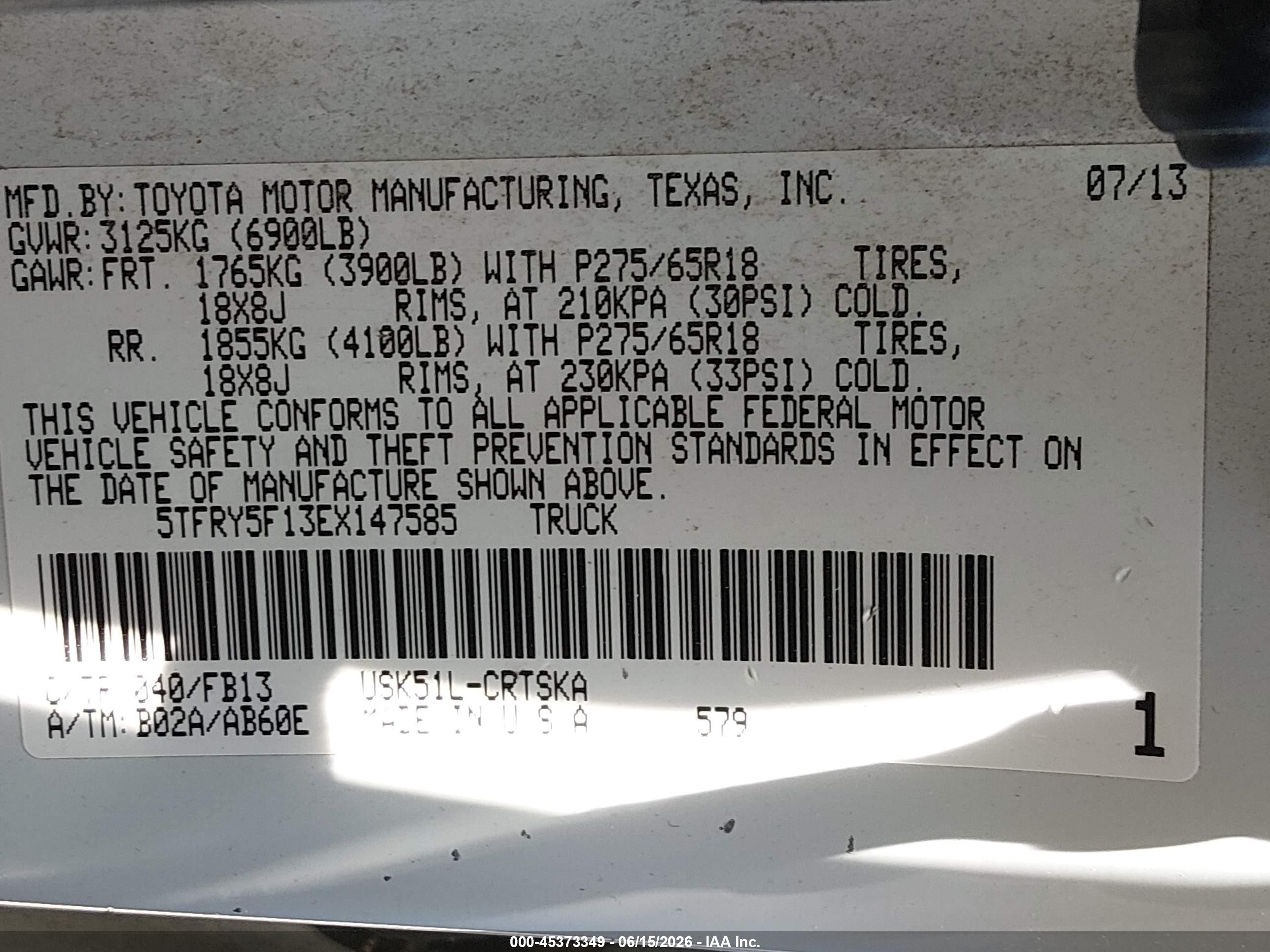 2014 Toyota Tundra Sr5 5.7l V8 Белый vin: 5TFRY5F13EX147585