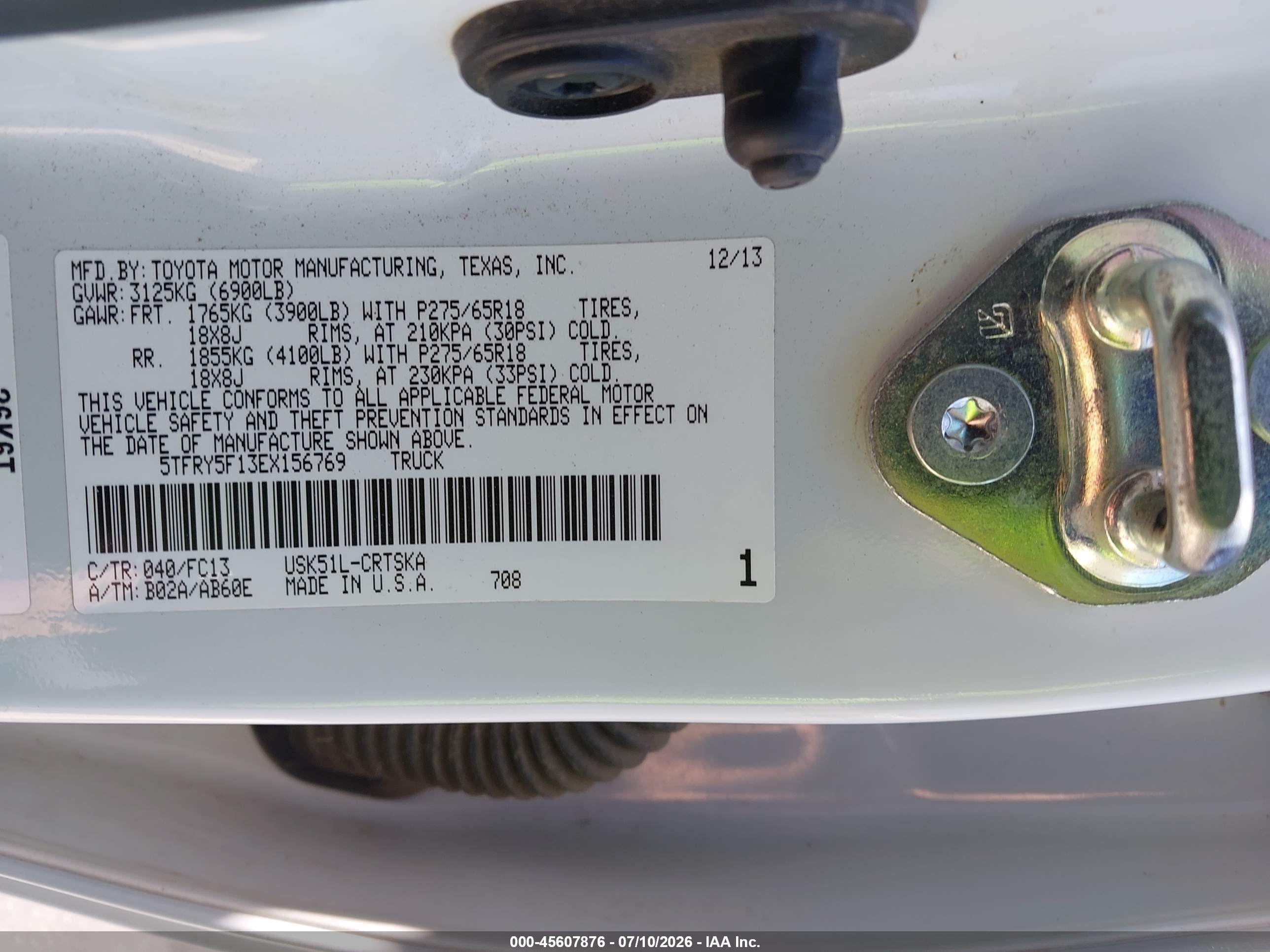 2014 Toyota Tundra Sr5 5.7l V8 White vin: 5TFRY5F13EX156769