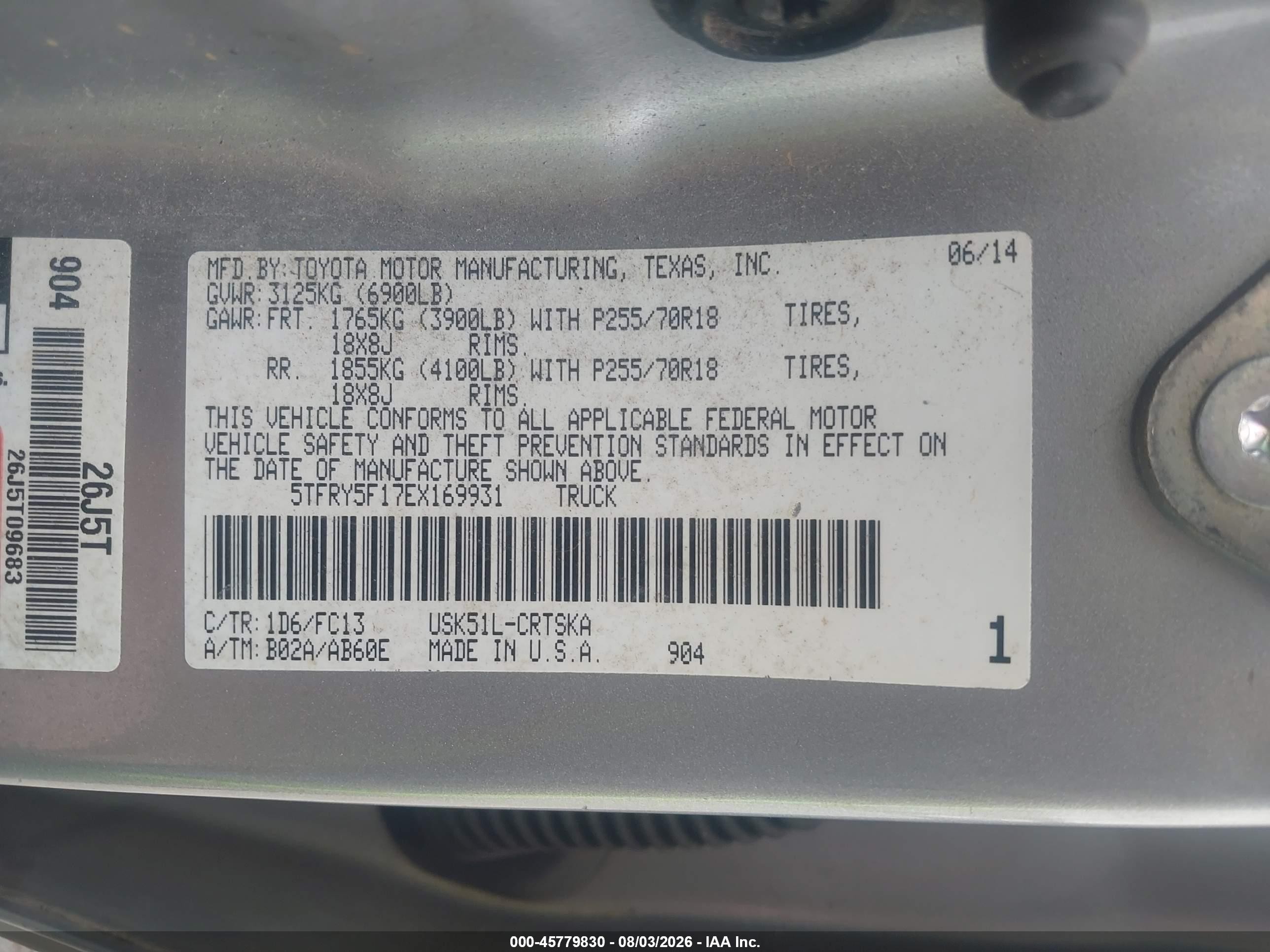 2014 Toyota Tundra Sr5 5.7l V8 Silver vin: 5TFRY5F17EX169931