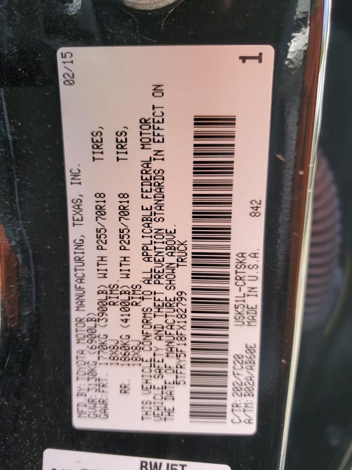 2015 Toyota Tundra Sr5 Black vin: 5TFRY5F18FX182799