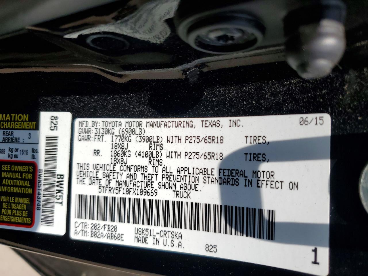 2015 Toyota Tundra Sr5 Black vin: 5TFRY5F18FX189669