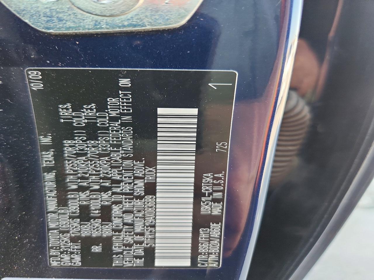2010 Toyota Tundra Double Cab Sr5 Blue vin: 5TFRY5F19AX083689