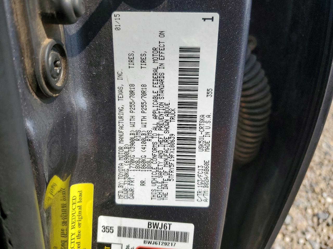 2015 Toyota Tundra Sr5 Gray vin: 5TFRY5F19FX180639