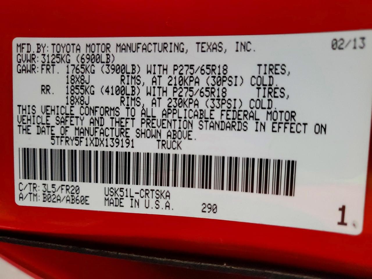 2013 Toyota Tundra Double Cab Sr5 Red vin: 5TFRY5F1XDX139191
