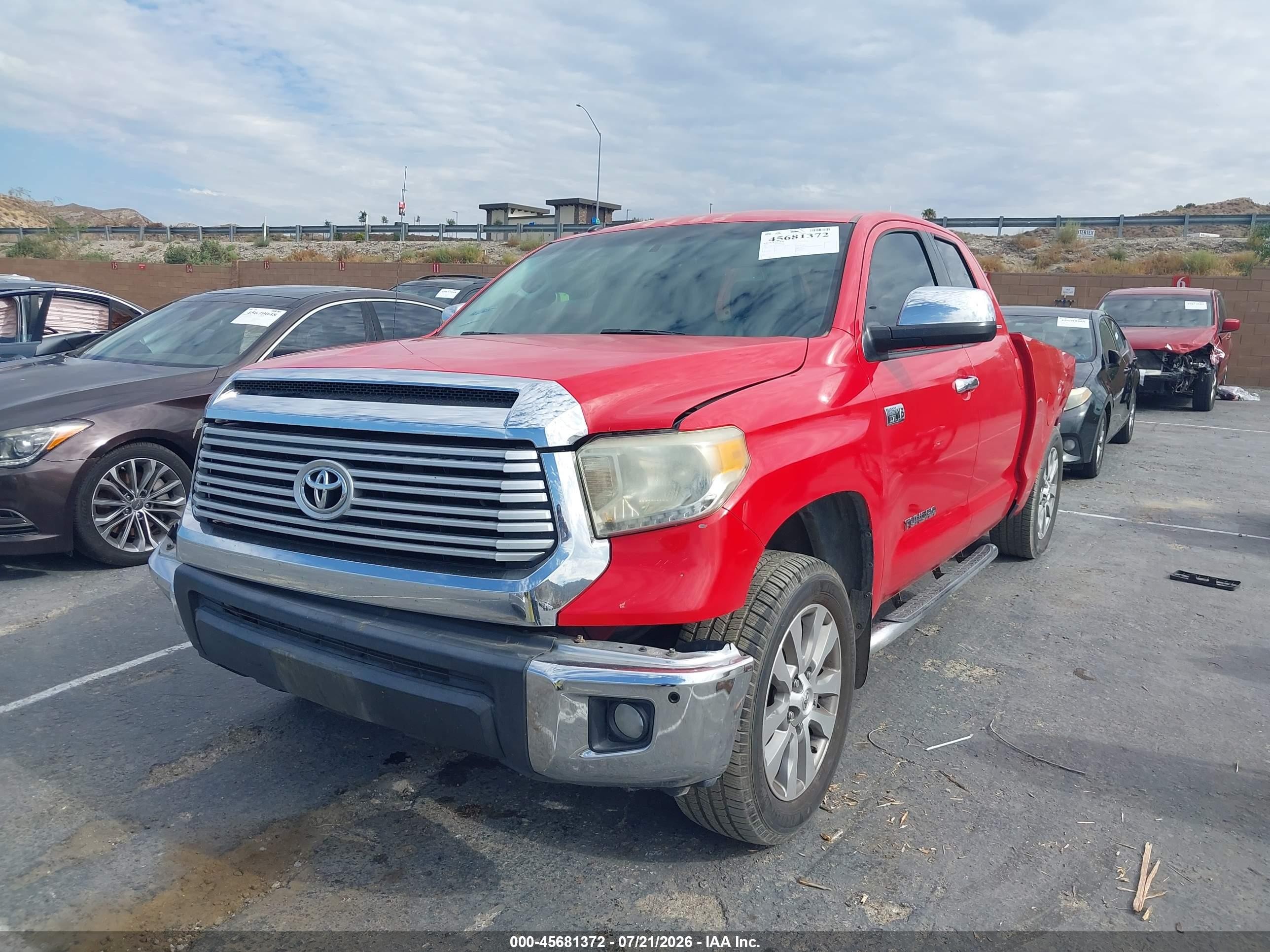2014 Toyota Tundra Limited 5.7l V8 Red vin: 5TFSY5F1XEX153448
