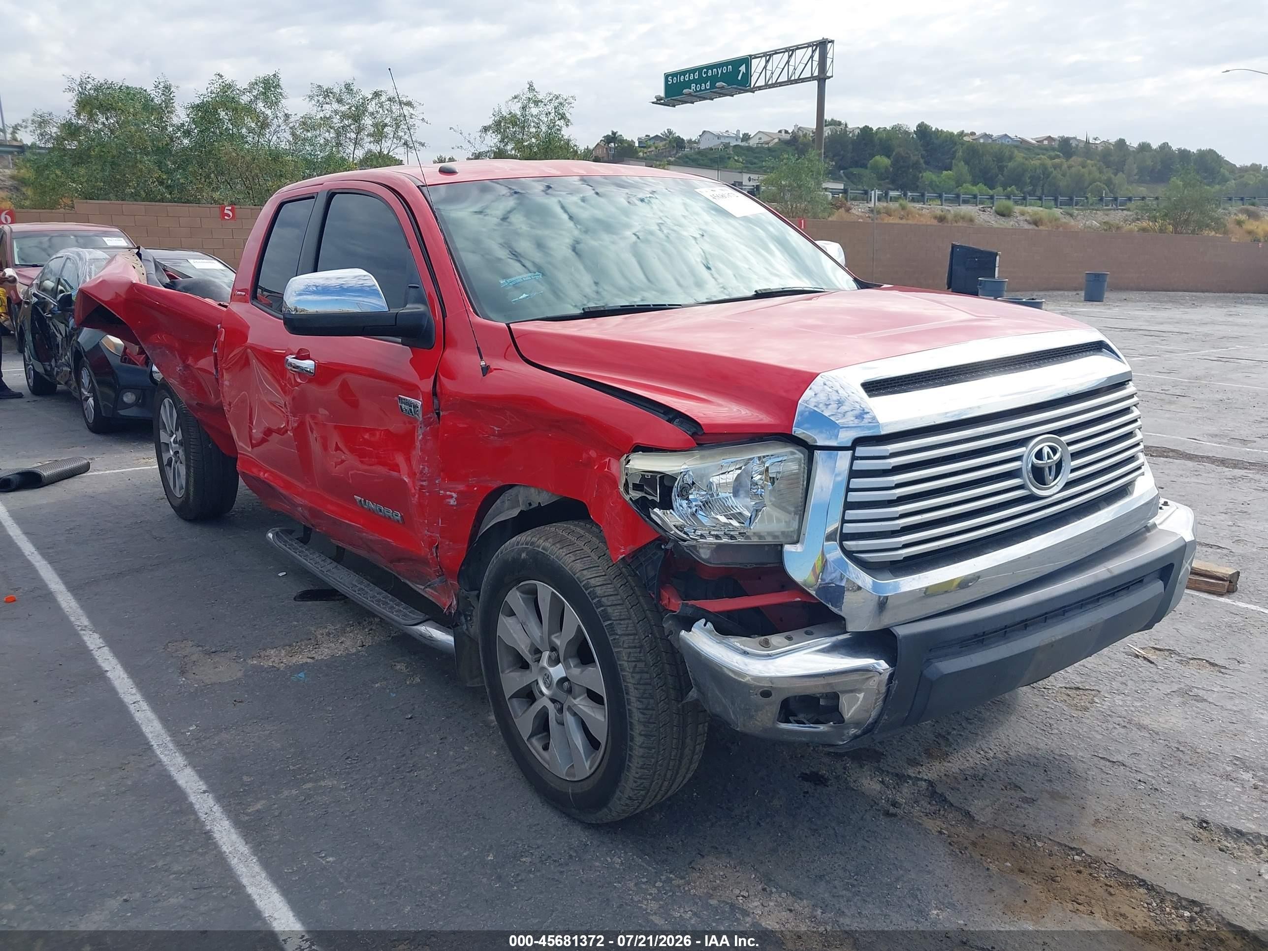 2014 Toyota Tundra Limited 5.7l V8 Red vin: 5TFSY5F1XEX153448