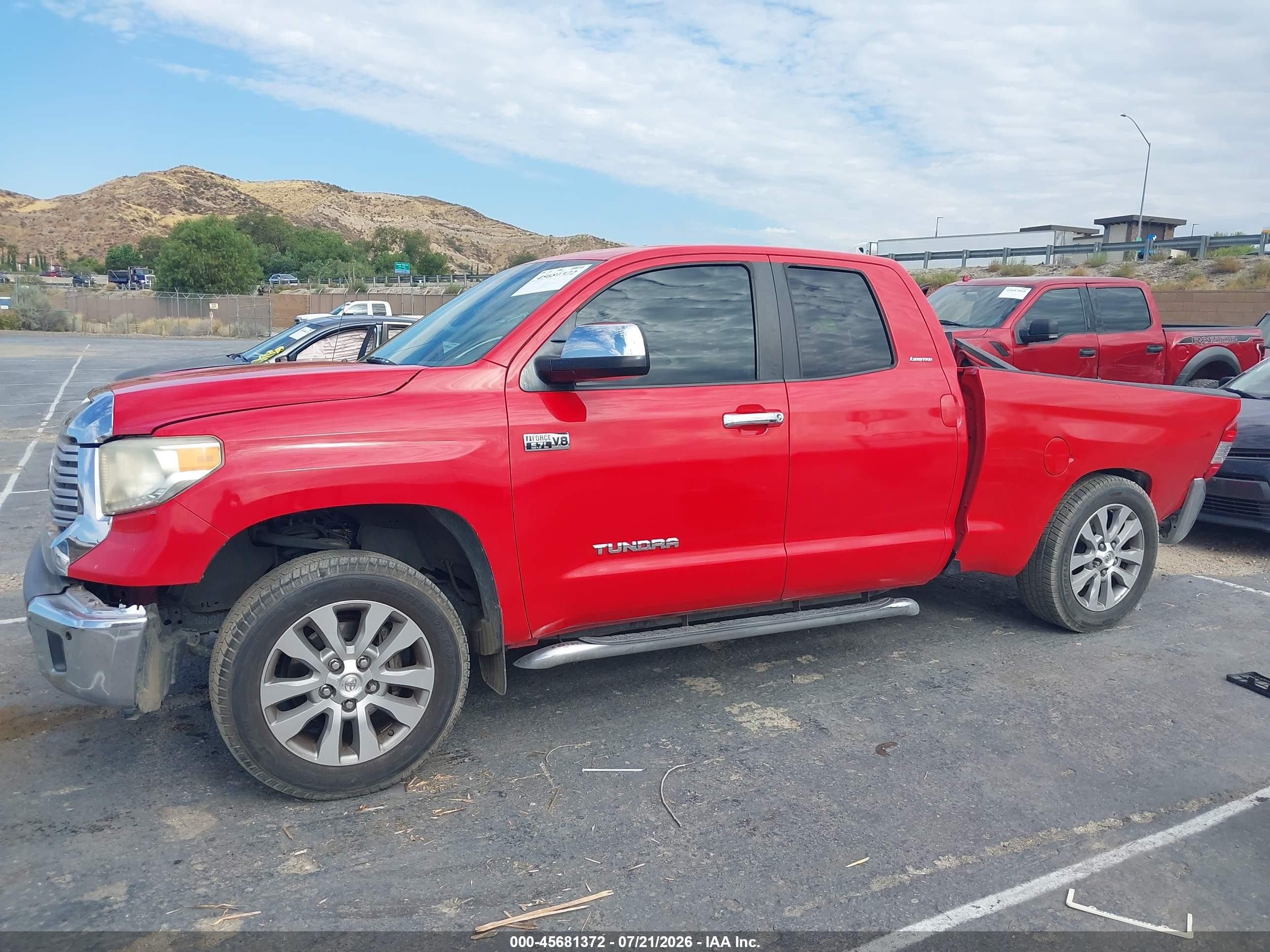 2014 Toyota Tundra Limited 5.7l V8 Red vin: 5TFSY5F1XEX153448