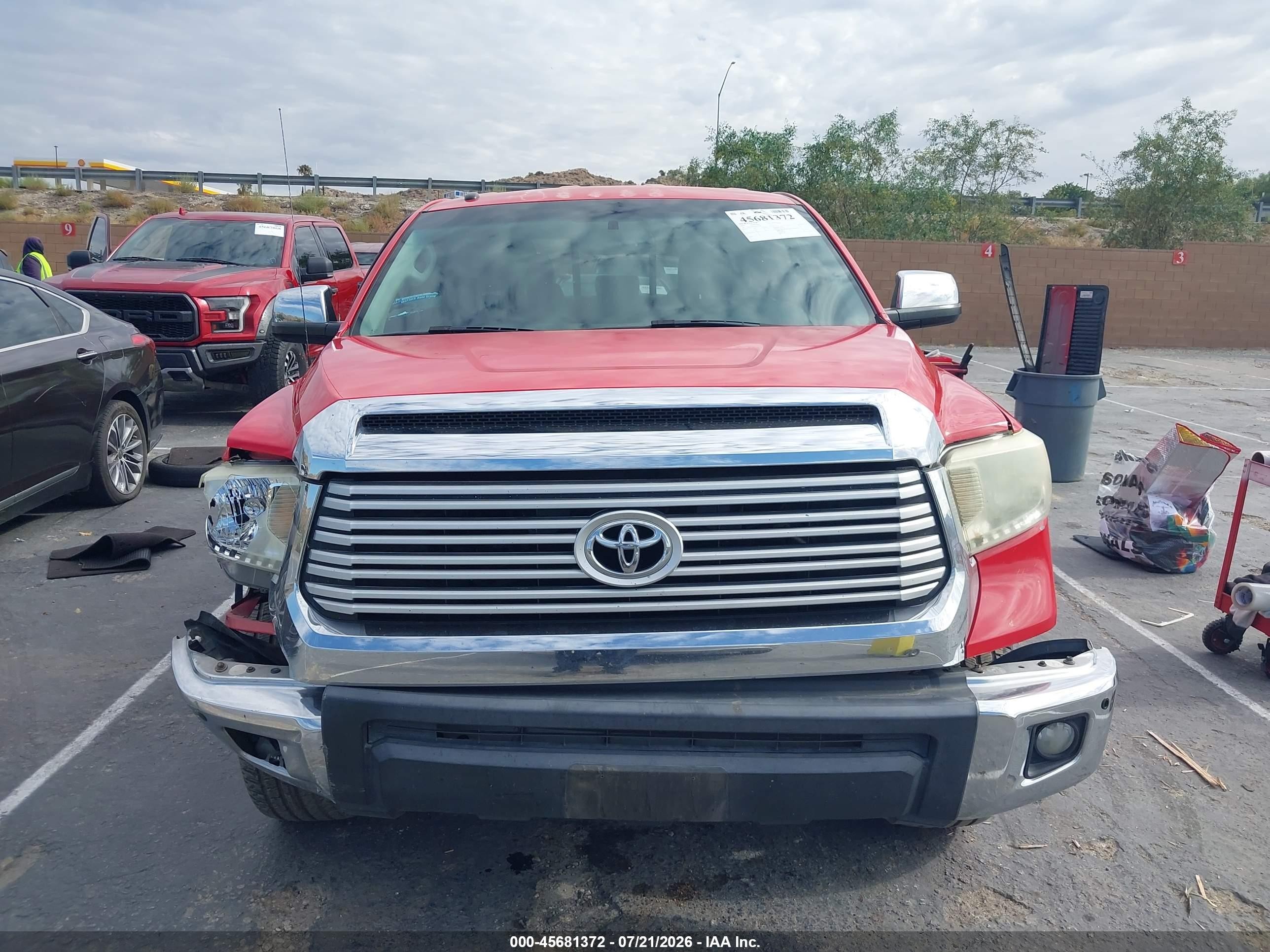 2014 Toyota Tundra Limited 5.7l V8 Red vin: 5TFSY5F1XEX153448