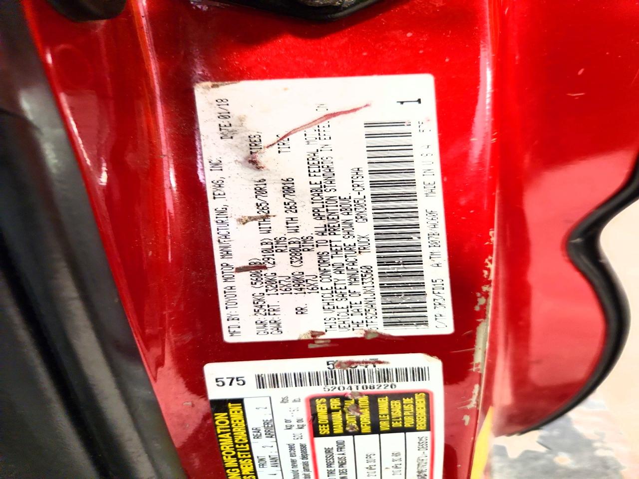 2018 Toyota Tacoma Trd Off-road Red vin: 5TFSZ5AN1JX133560
