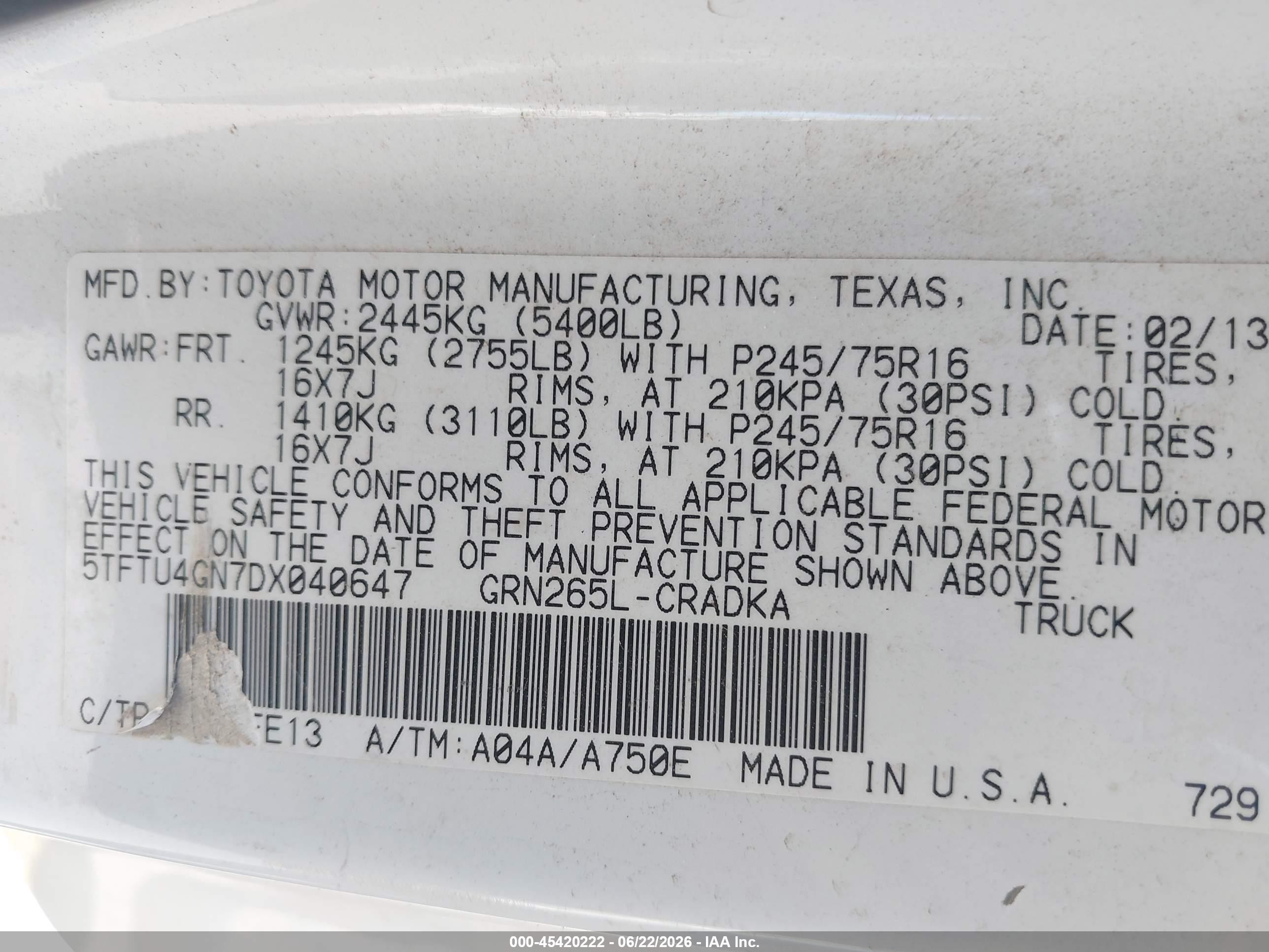 2013 Toyota Tacoma Prerunner V6 White vin: 5TFTU4GN7DX040647