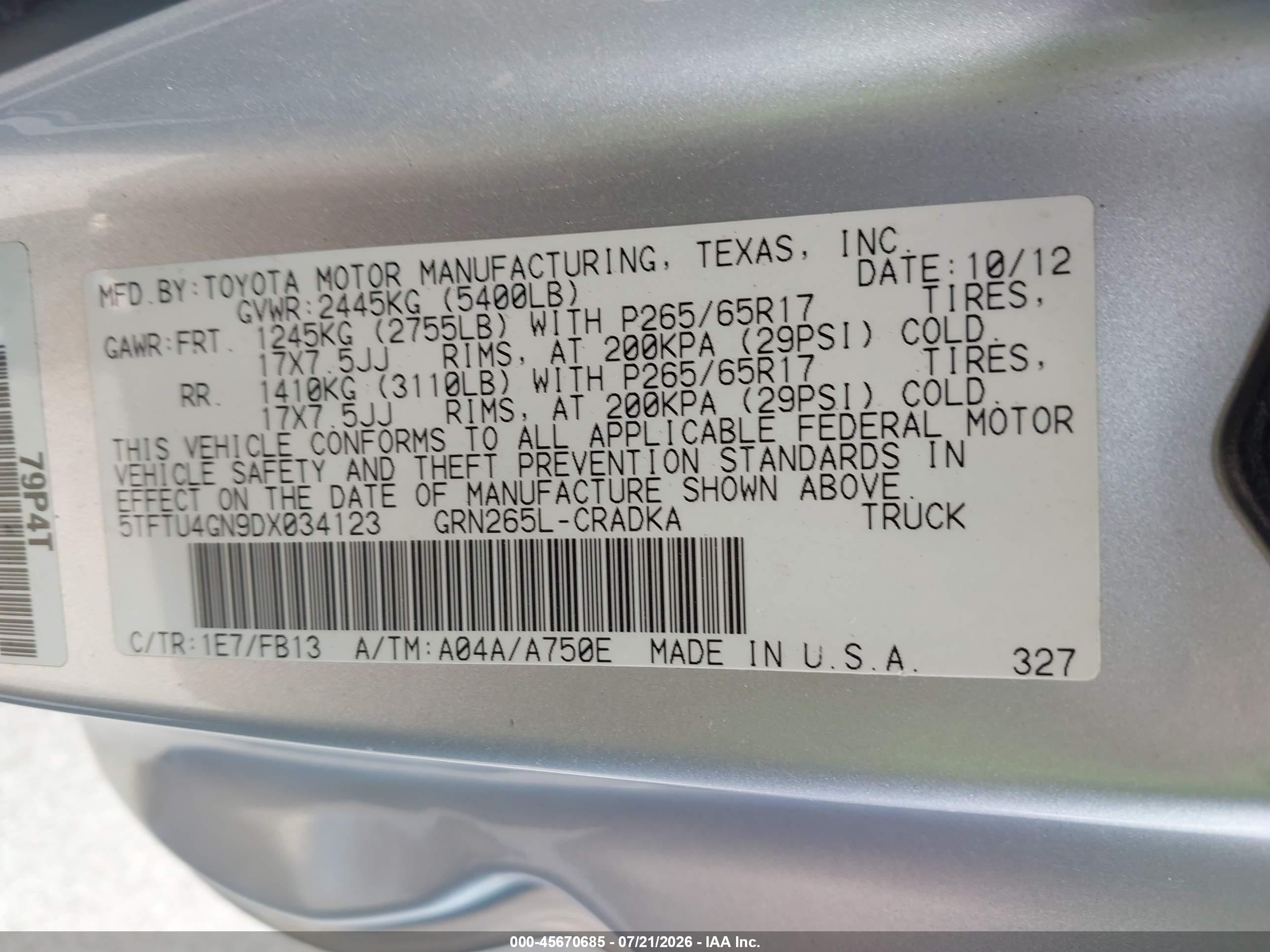 2013 Toyota Tacoma Prerunner V6 Серебряный vin: 5TFTU4GN9DX034123