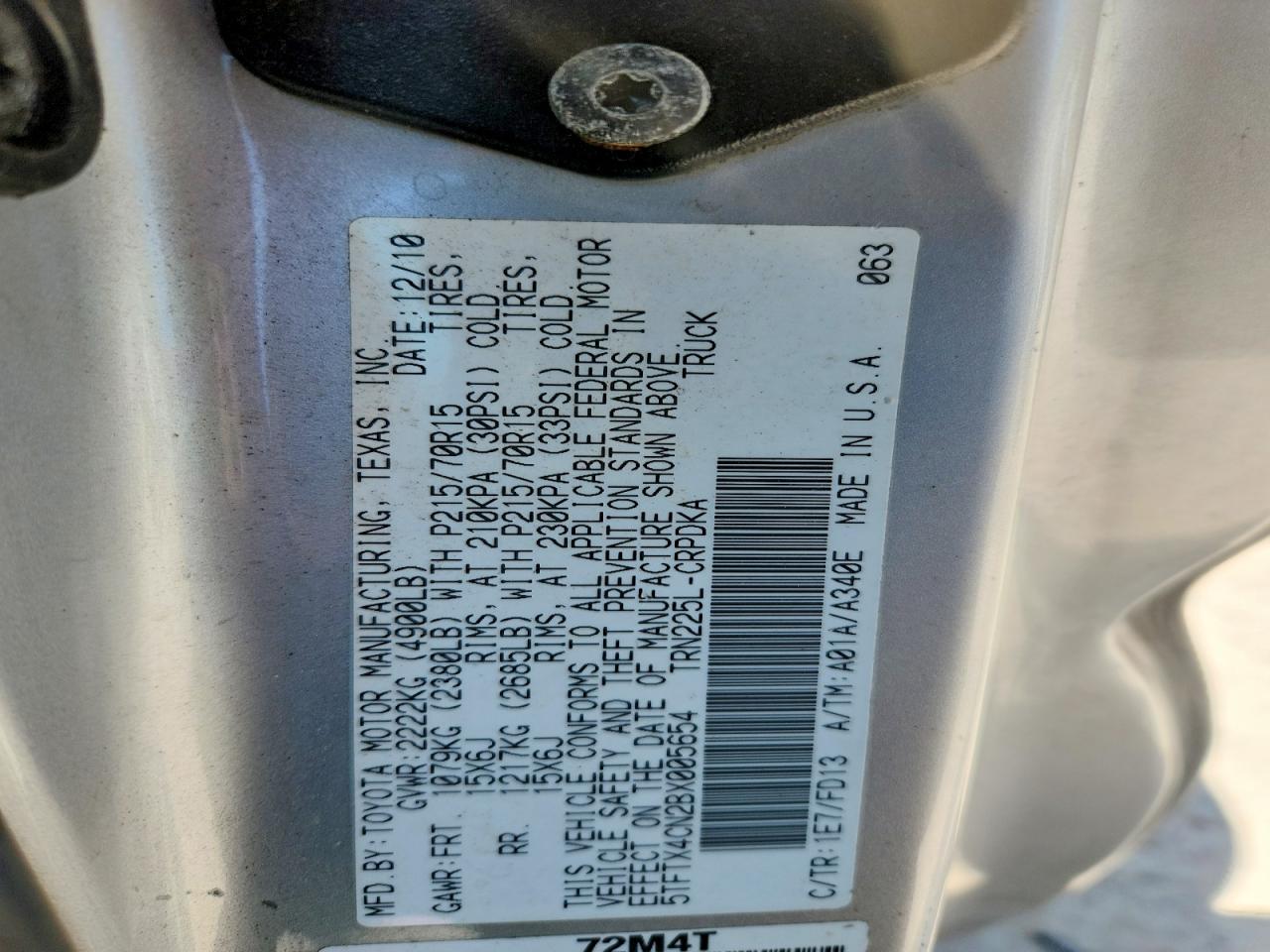 2011 Toyota Tacoma Base Silver vin: 5TFTX4CN2BX005654