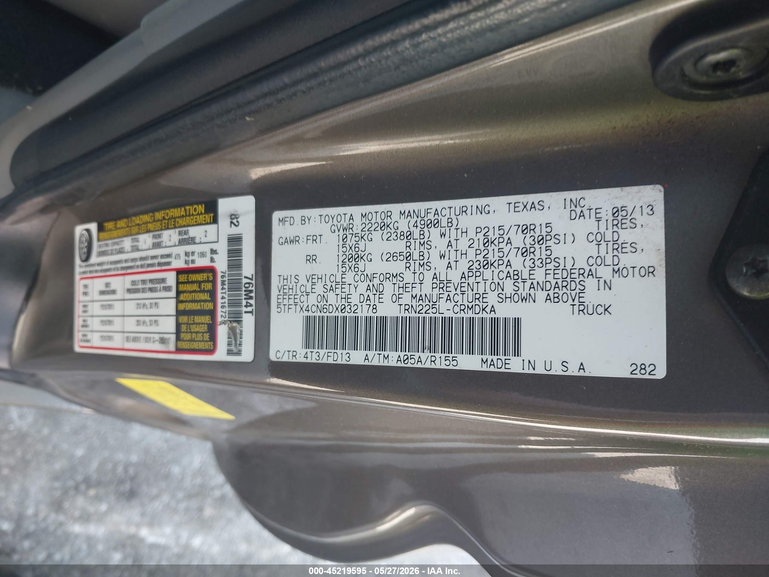 2013 Toyota Tacoma Gray vin: 5TFTX4CN6DX032178