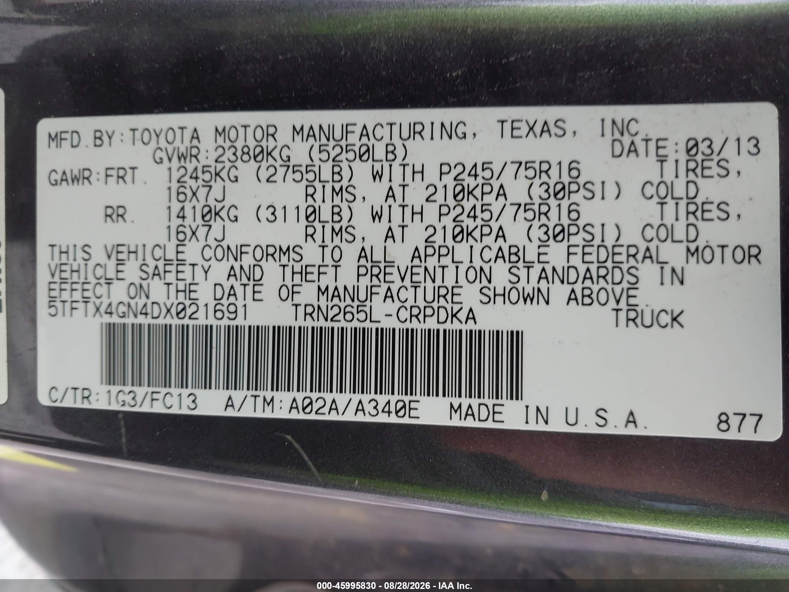 2013 Toyota Tacoma Prerunner Gray vin: 5TFTX4GN4DX021691