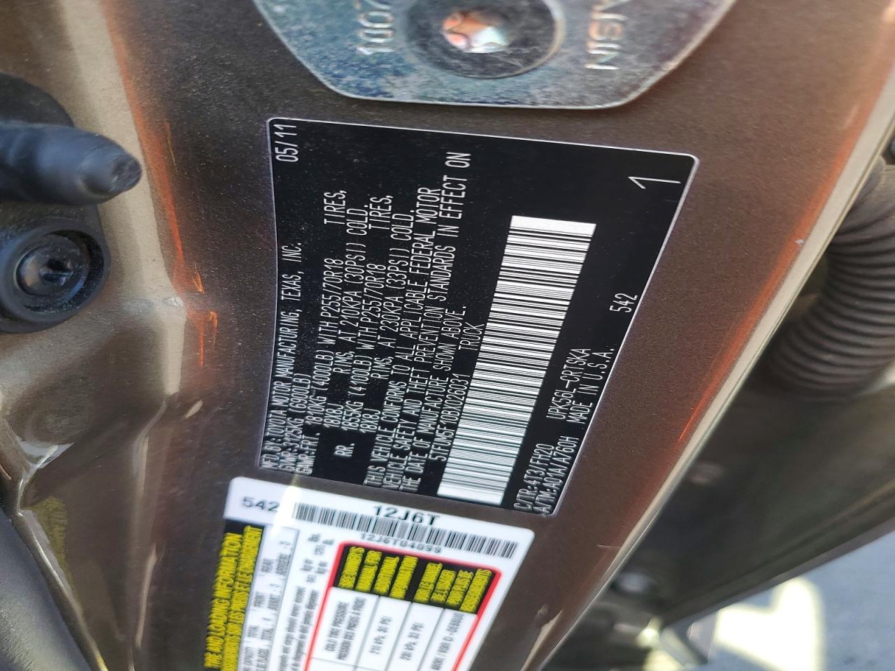 2011 Toyota Tundra Double Cab Sr5 Серый vin: 5TFUM5F10BX026031