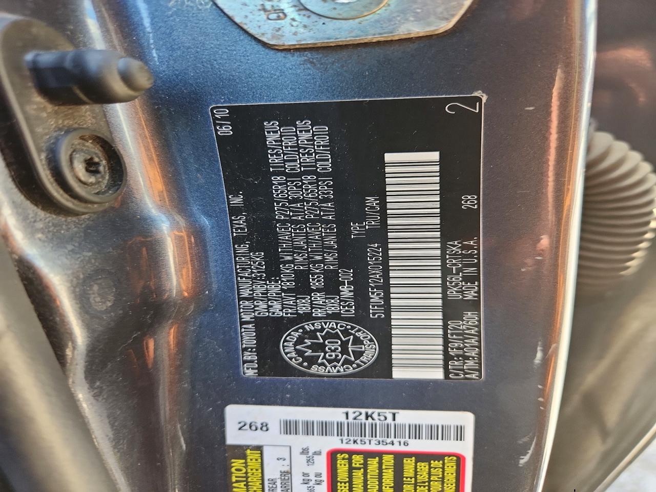 2010 Toyota Tundra Double Cab Sr5 Charcoal vin: 5TFUM5F12AX015224