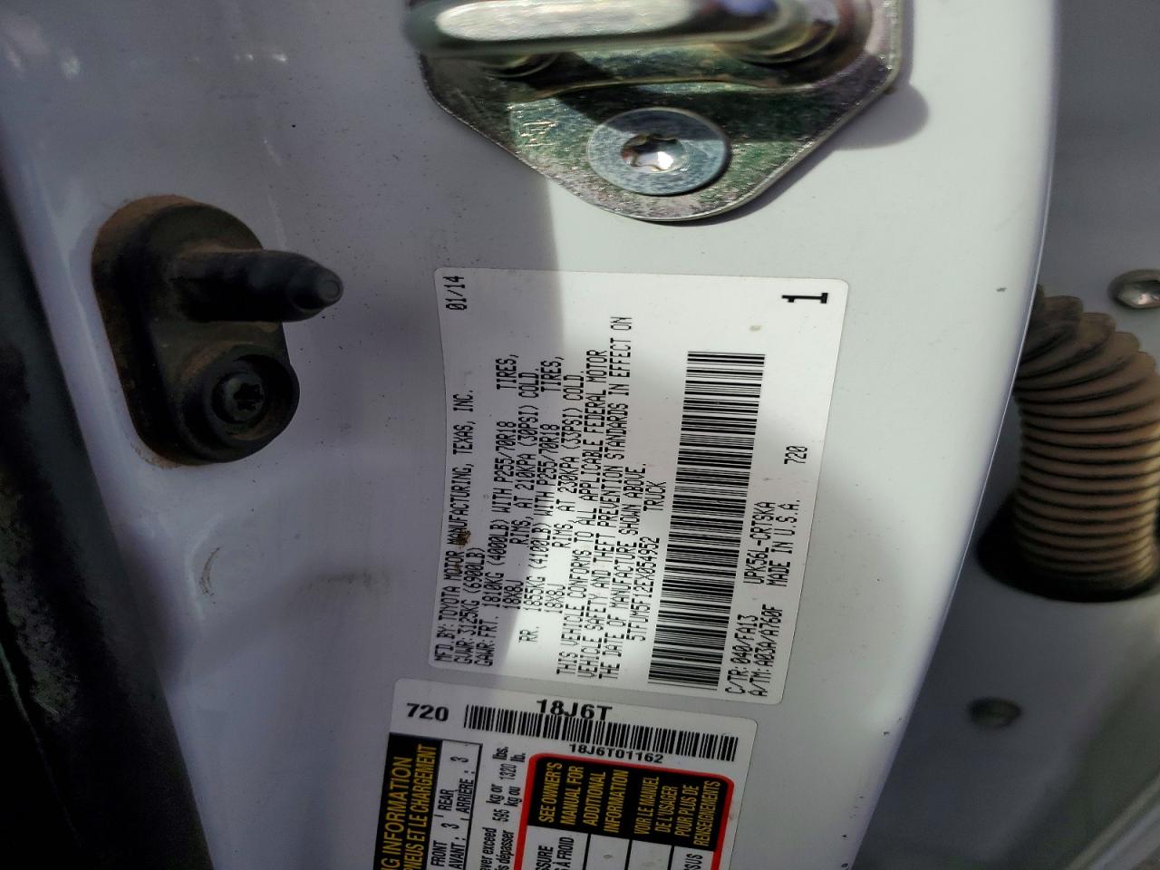 2014 Toyota Tundra Sr Белый vin: 5TFUM5F12EX054952