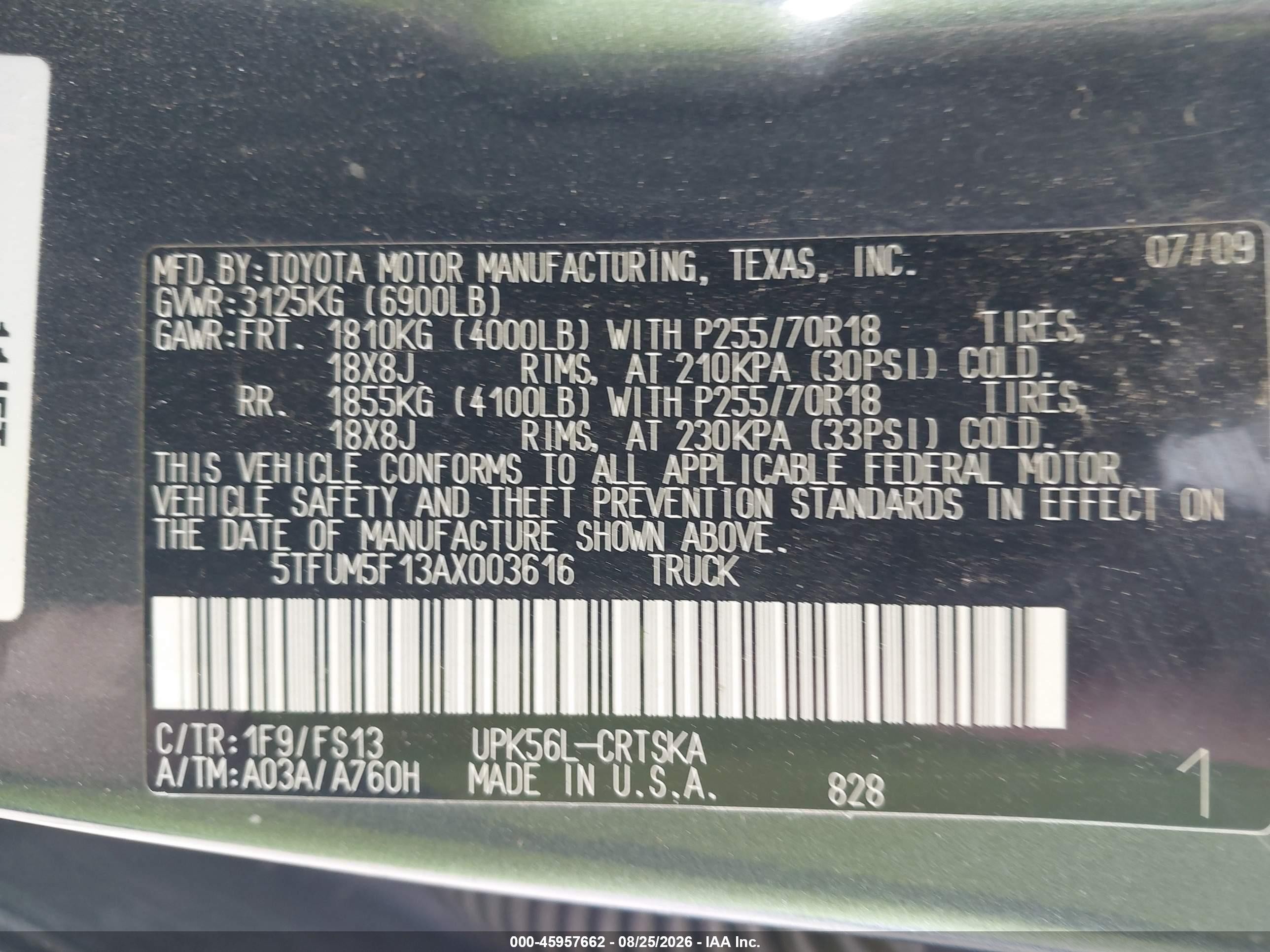 2010 Toyota Tundra Grade 4.6l V8 Синий vin: 5TFUM5F13AX003616