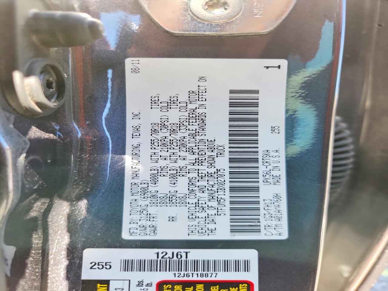 2011 Toyota Tundra Double Cab Sr5 Угольный vin: 5TFUM5F13BX027075