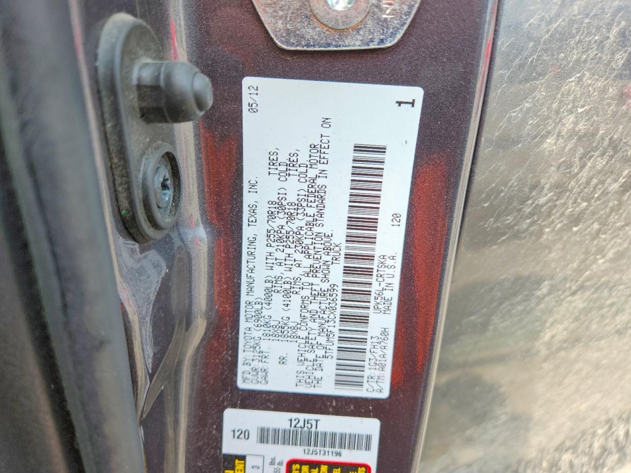 2012 Toyota Tundra Double Cab Sr5 Gray vin: 5TFUM5F13CX036599