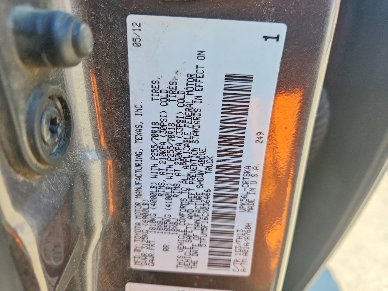 2012 Toyota Tundra Double Cab Sr5 Gray vin: 5TFUM5F16CX036466